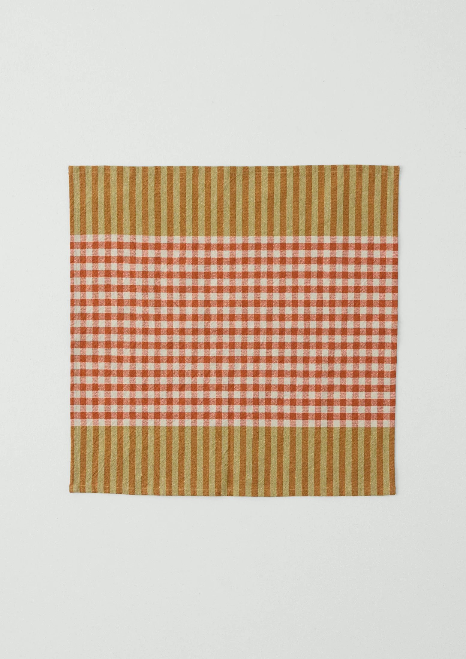 Hand Woven Siesta Check Napkin | Peach/Bright Olive - Image 4
