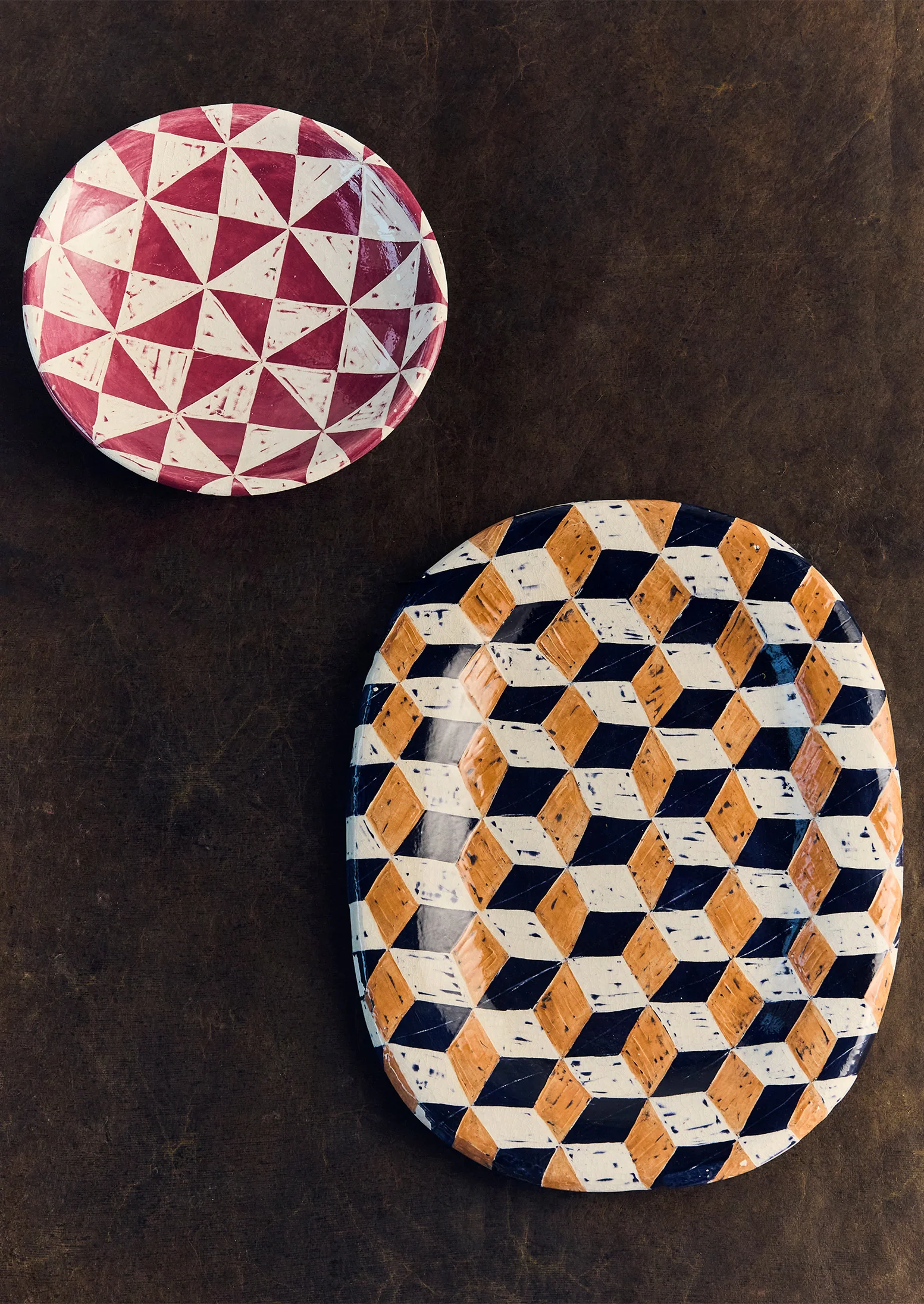 Hannah Watts Square Eyed Platter | Blue/Brick - Image 4