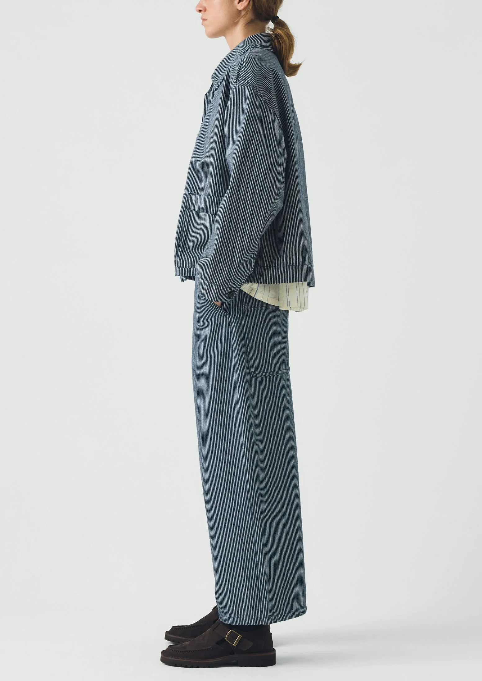 Hickory Stripe Denim Jacket | Ecru/Indigo - Image 5