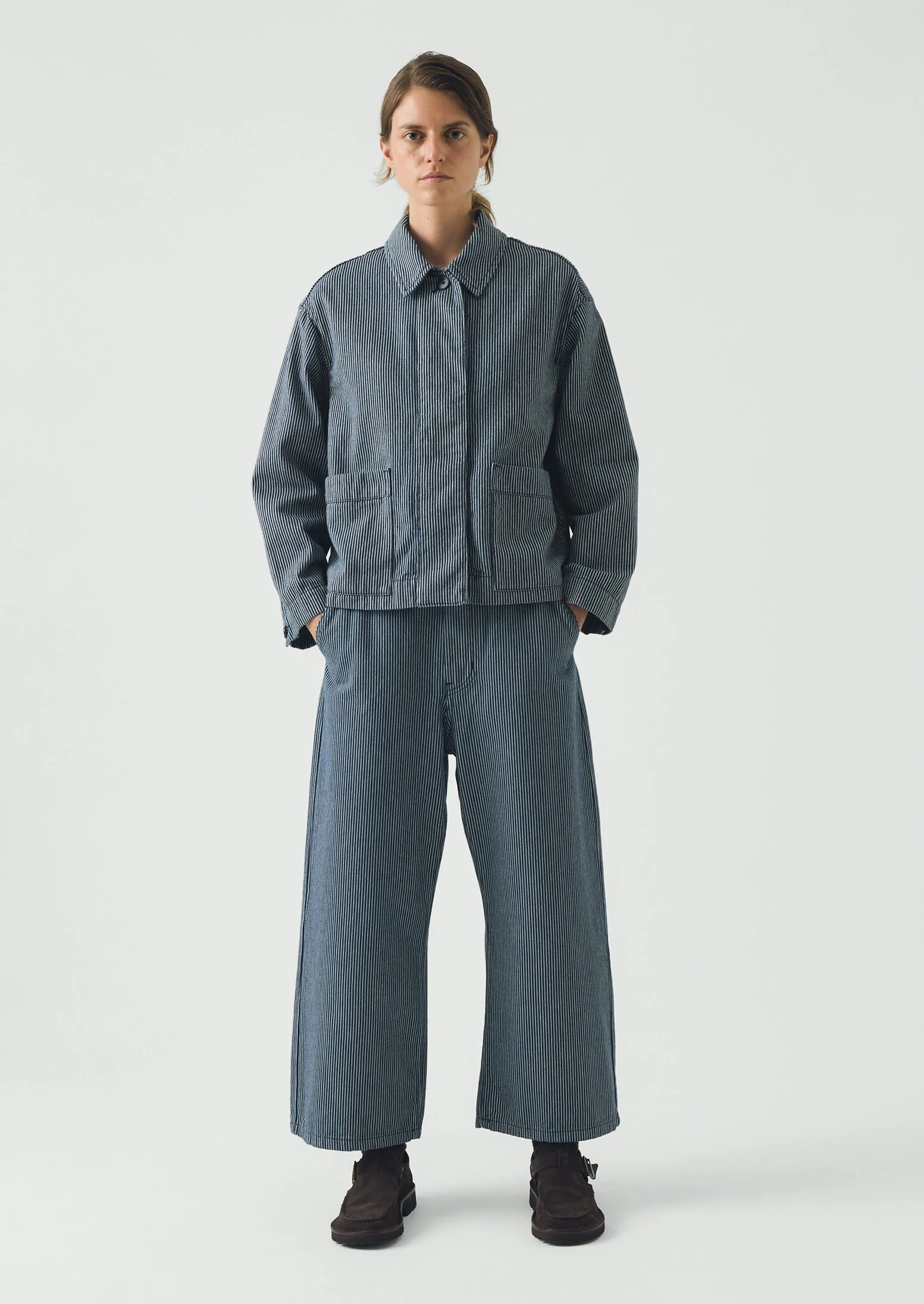 Hickory Stripe Denim Jacket | Ecru/Indigo - Image 6