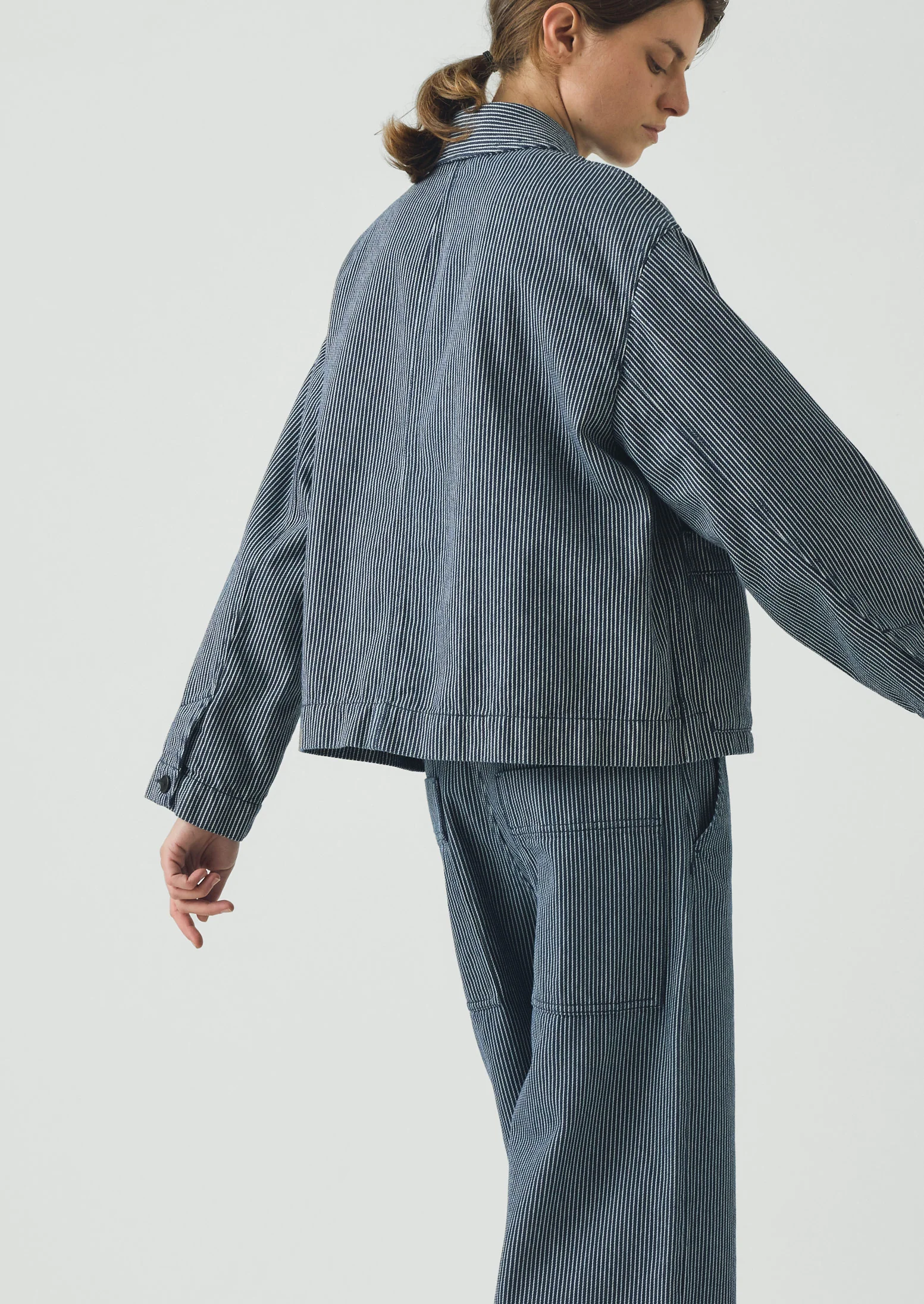 Hickory Stripe Denim Jacket | Ecru/Indigo - Image 7