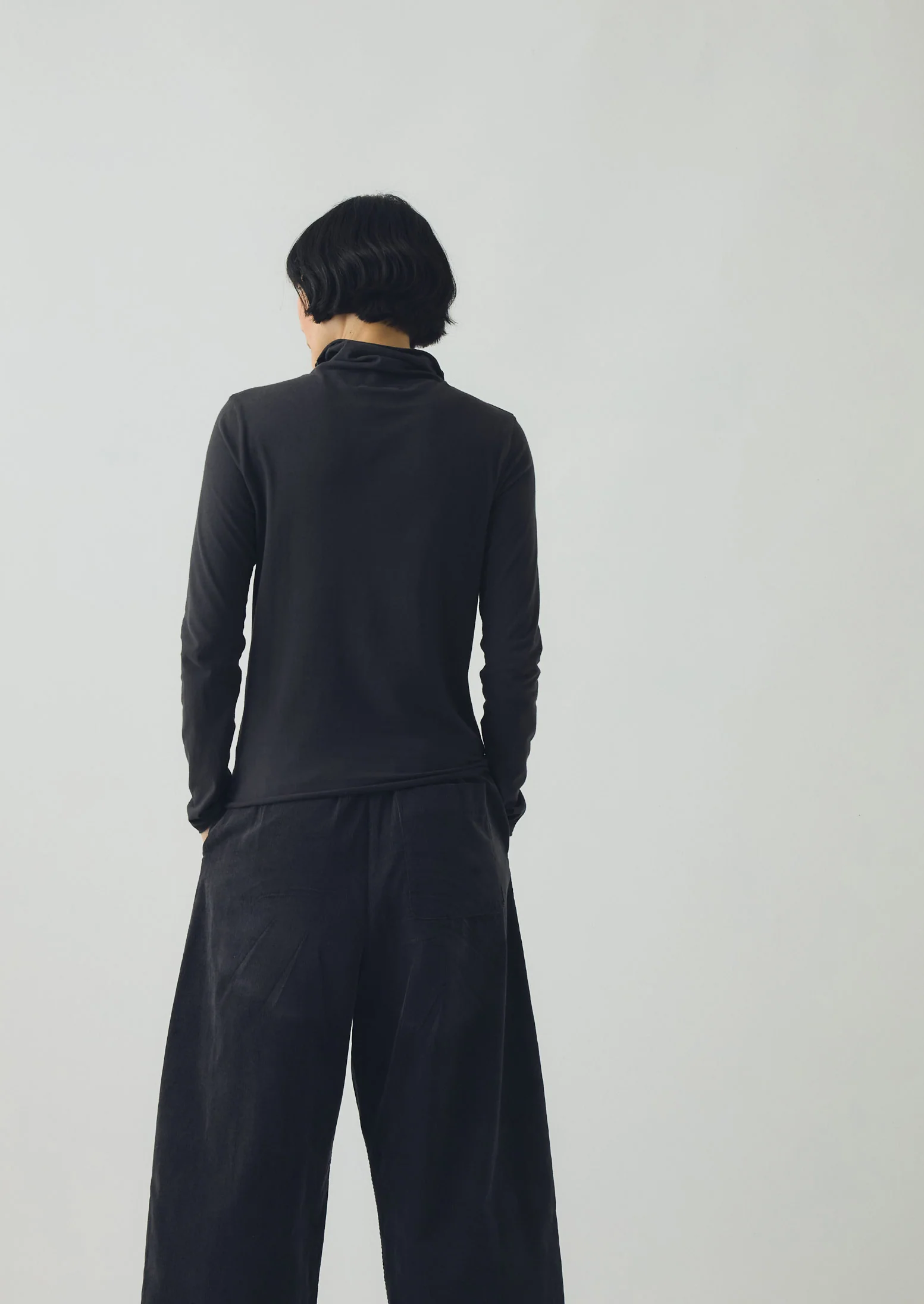 High Neck Soft Cotton Tee | Charcoal - Image 3