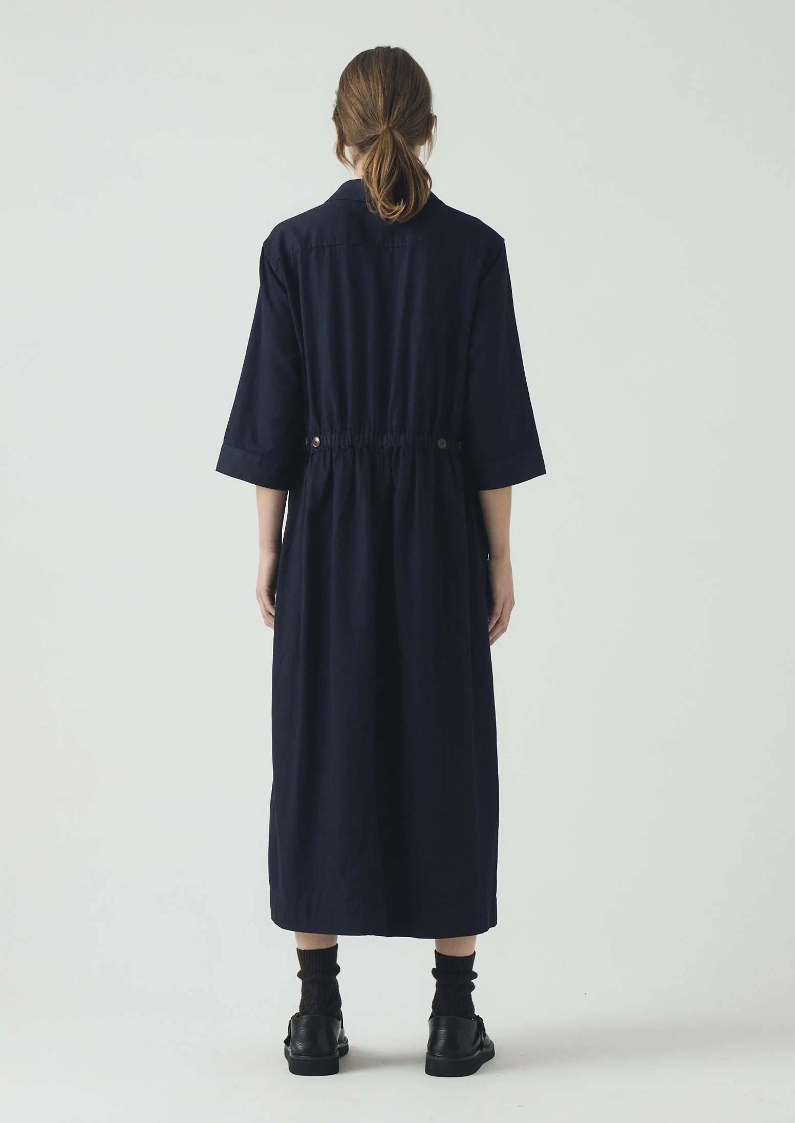 Indigo Cotton Twill Shirt Dress | Indigo - Image 5