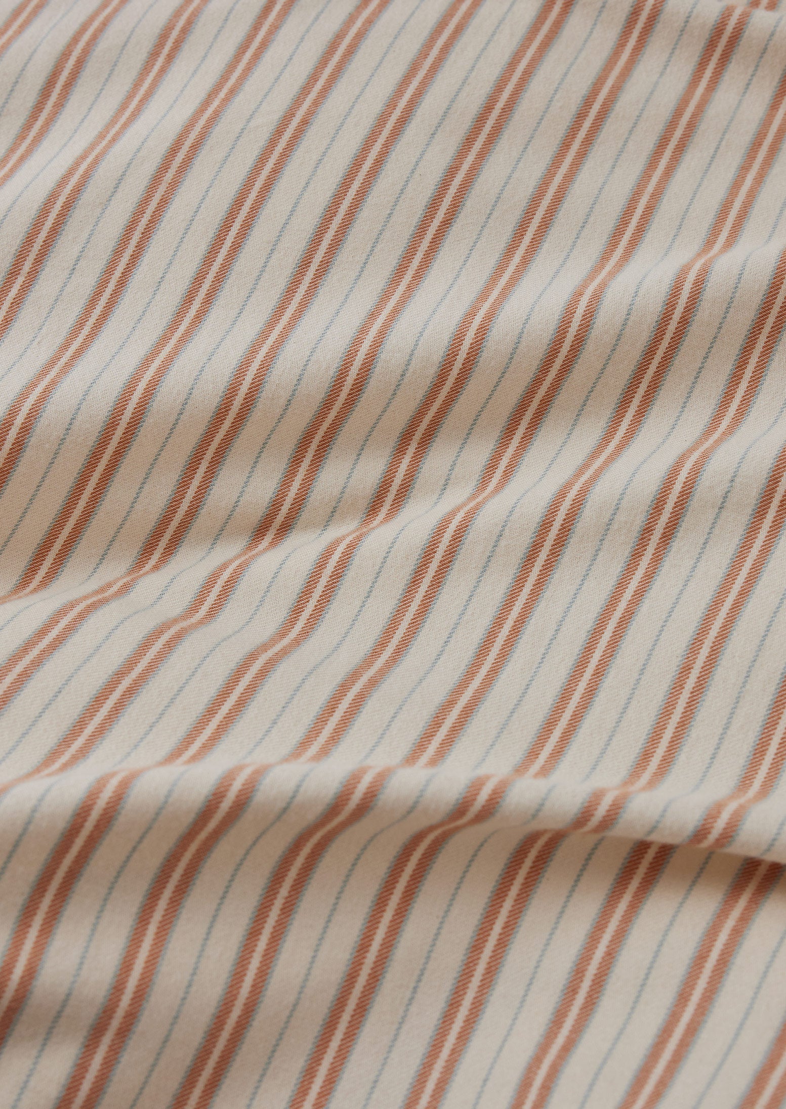 Ines Stripe Cotton Flannel Duvet Cover | Apricot/Soft Blue - Image 6