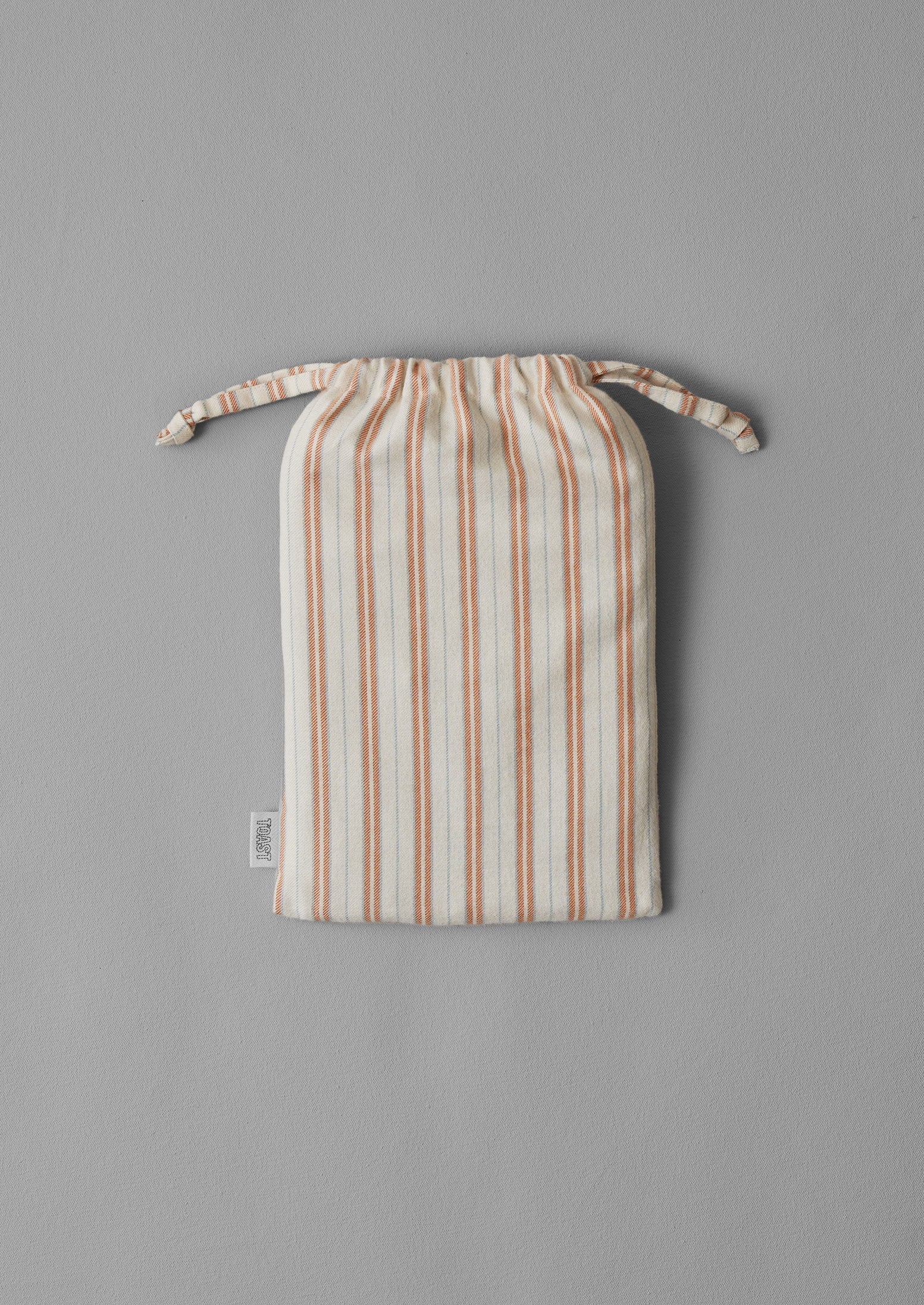 Ines Stripe Cotton Flannel Oxford Pillowcase Set | Apricot/Soft Blue - Image 3