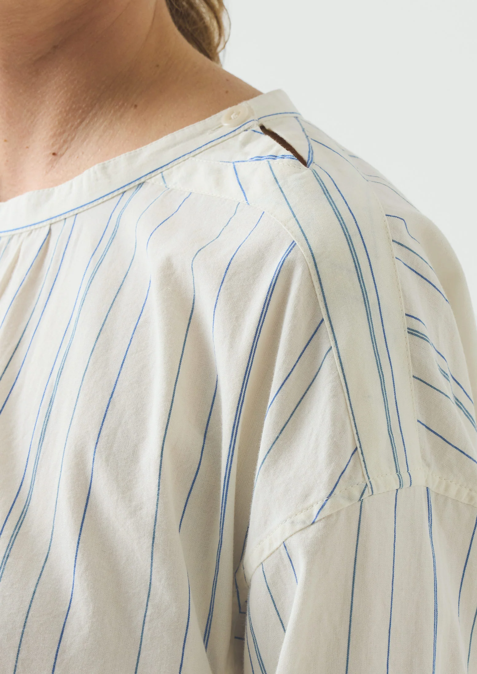 Irregular Stripe Gathered Smock Top | Cobalt - Image 5