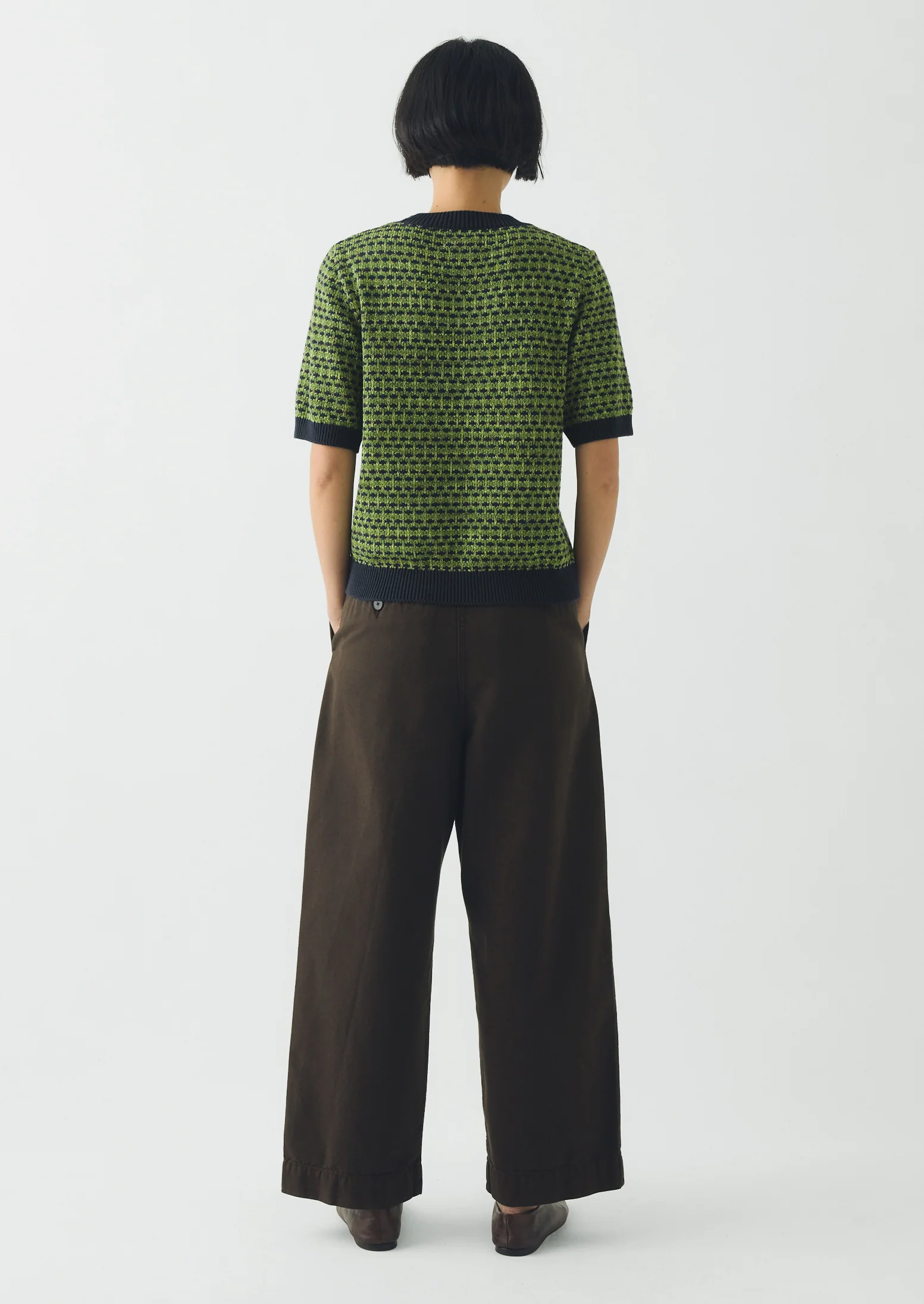 Jacquard Knitted Cotton Top | Green Multi - Image 5