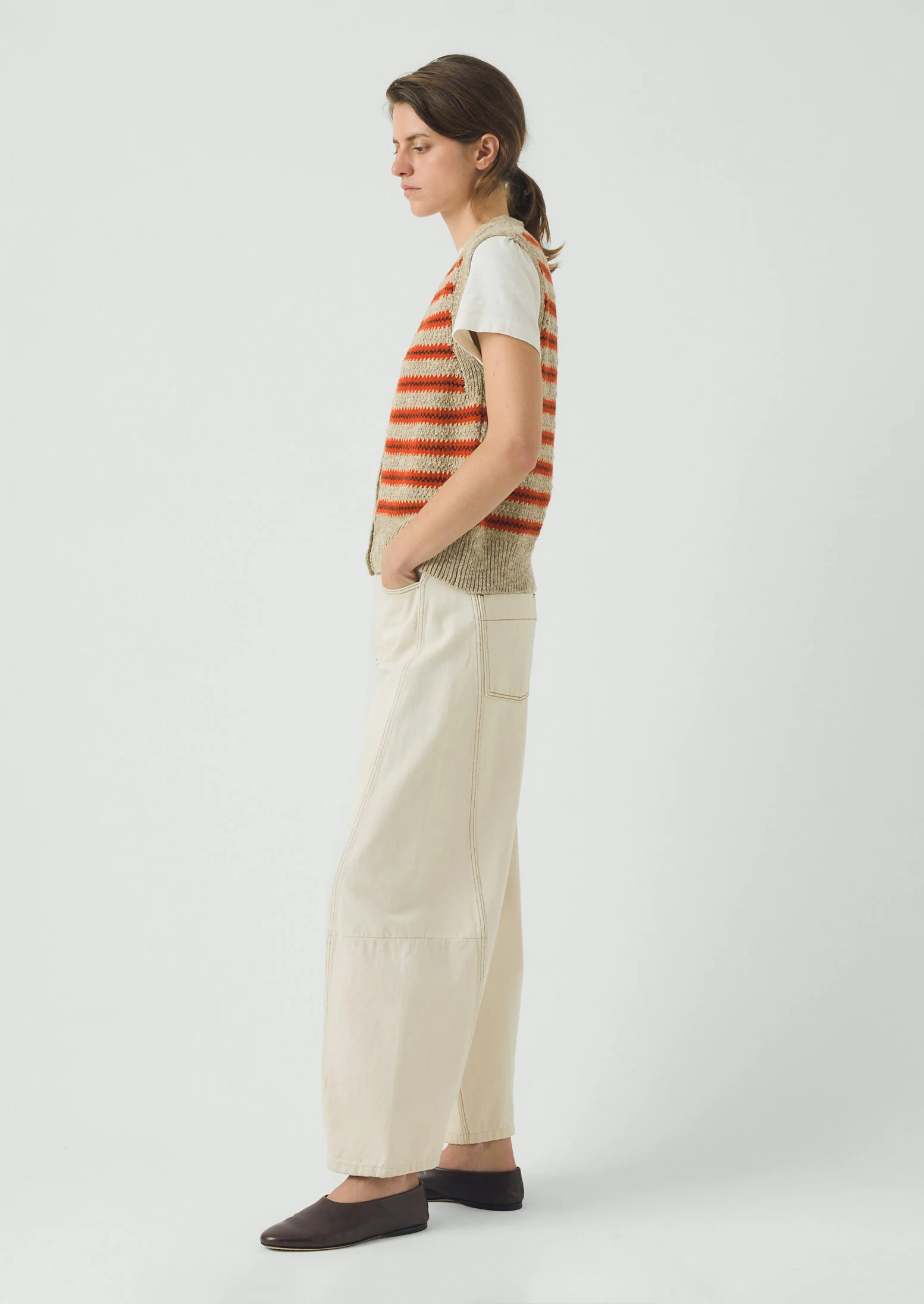 Jacquard Stripe Linen Cotton Tank | Red Multi - Image 3