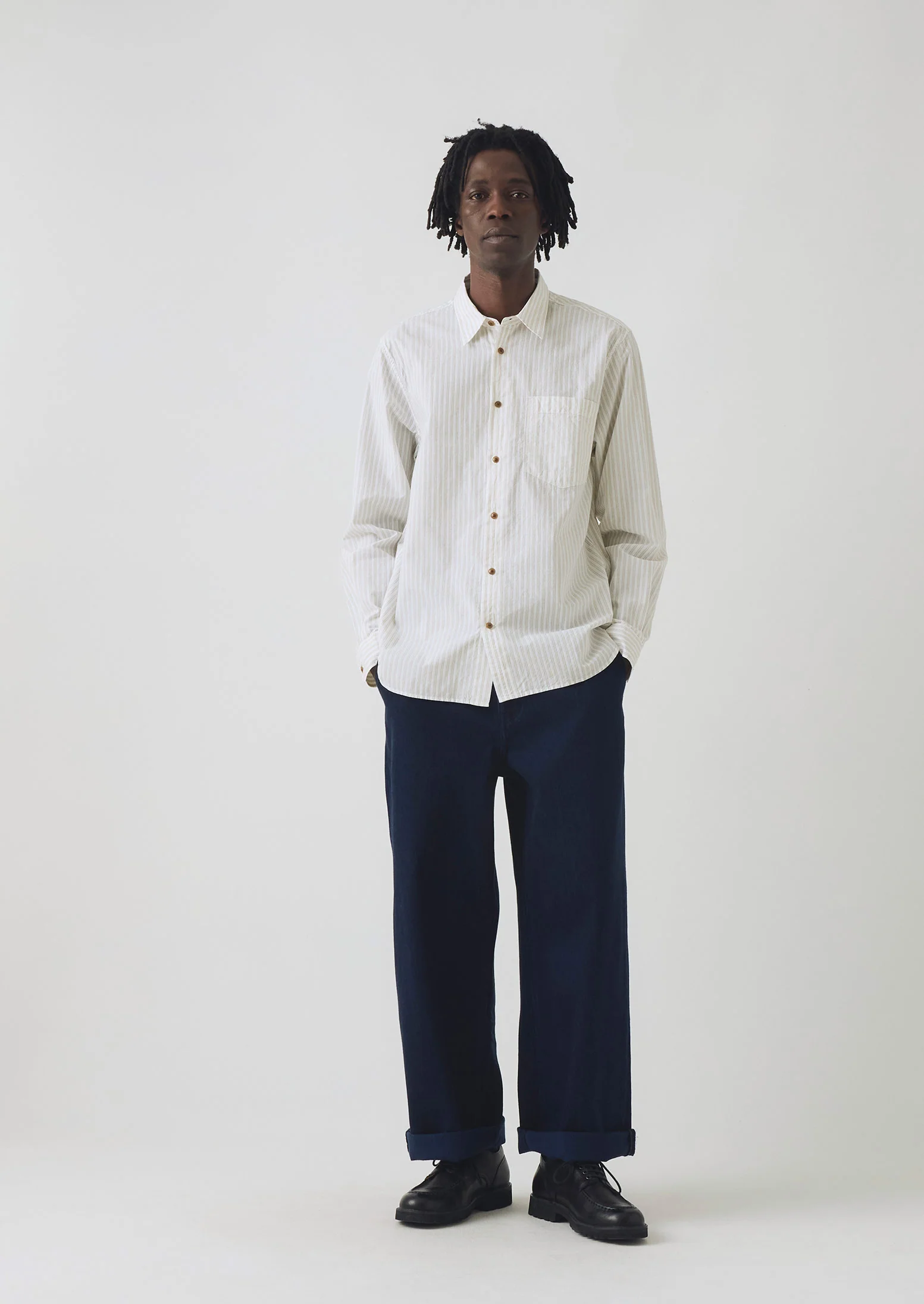 Jacquard Stripe Shirt | Shale Stone - Image 3