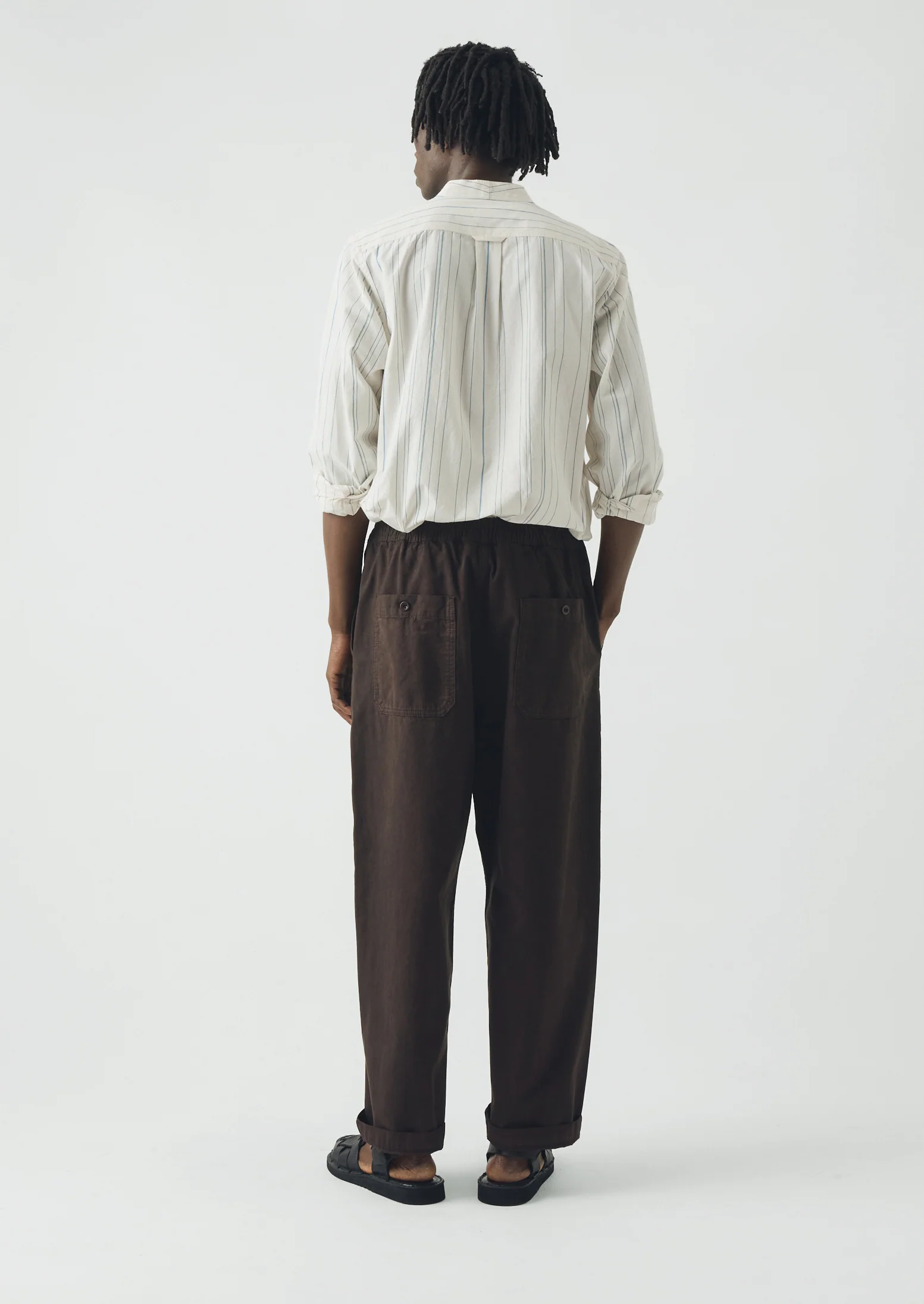 Jasper Irregular Stripe Cotton Shirt | Ecru/Cobalt - Image 5
