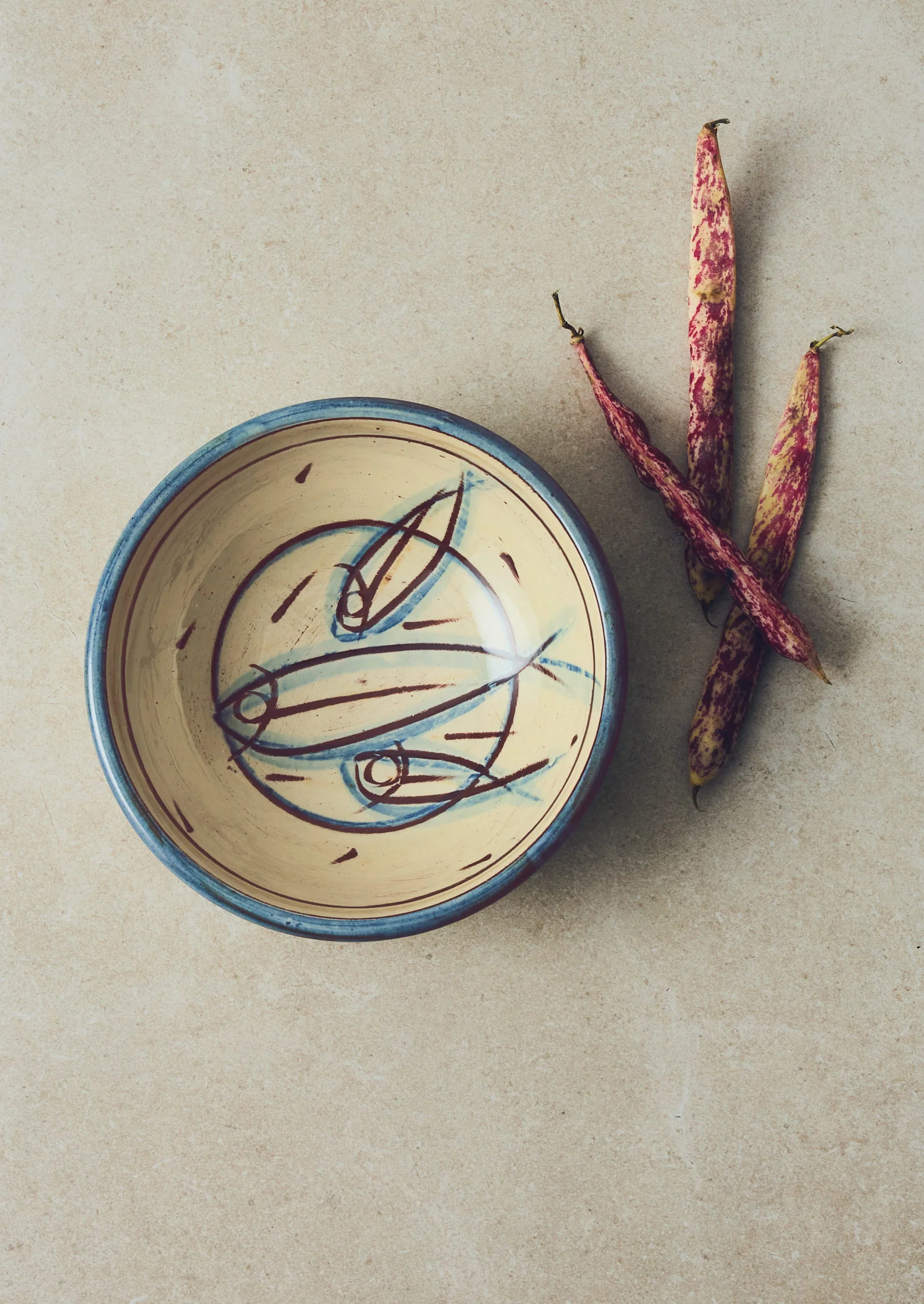 Jennifer Hall Sardine Salad Bowl | Cream/Blue - Image 2