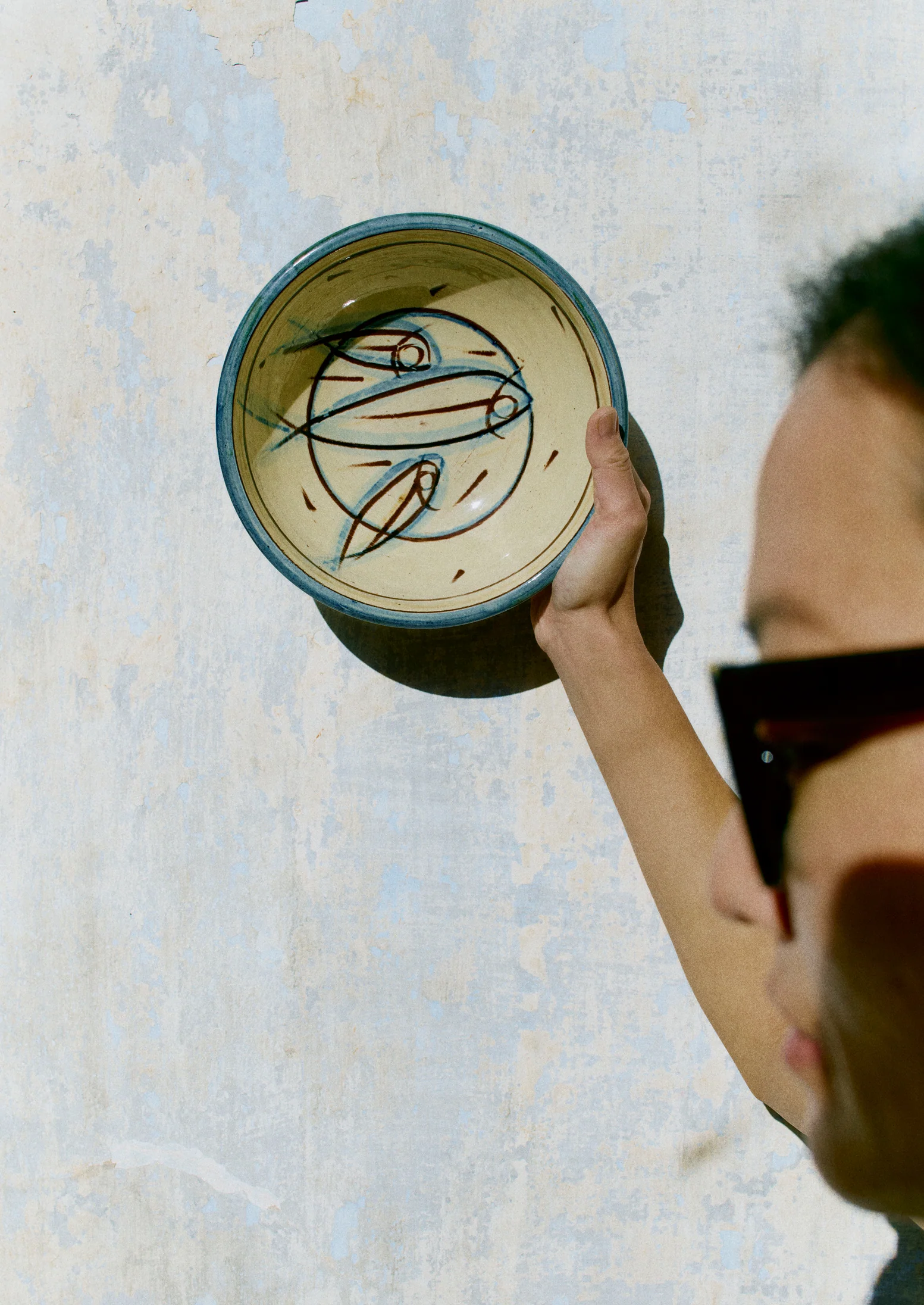 Jennifer Hall Sardine Salad Bowl | Cream/Blue - Image 3