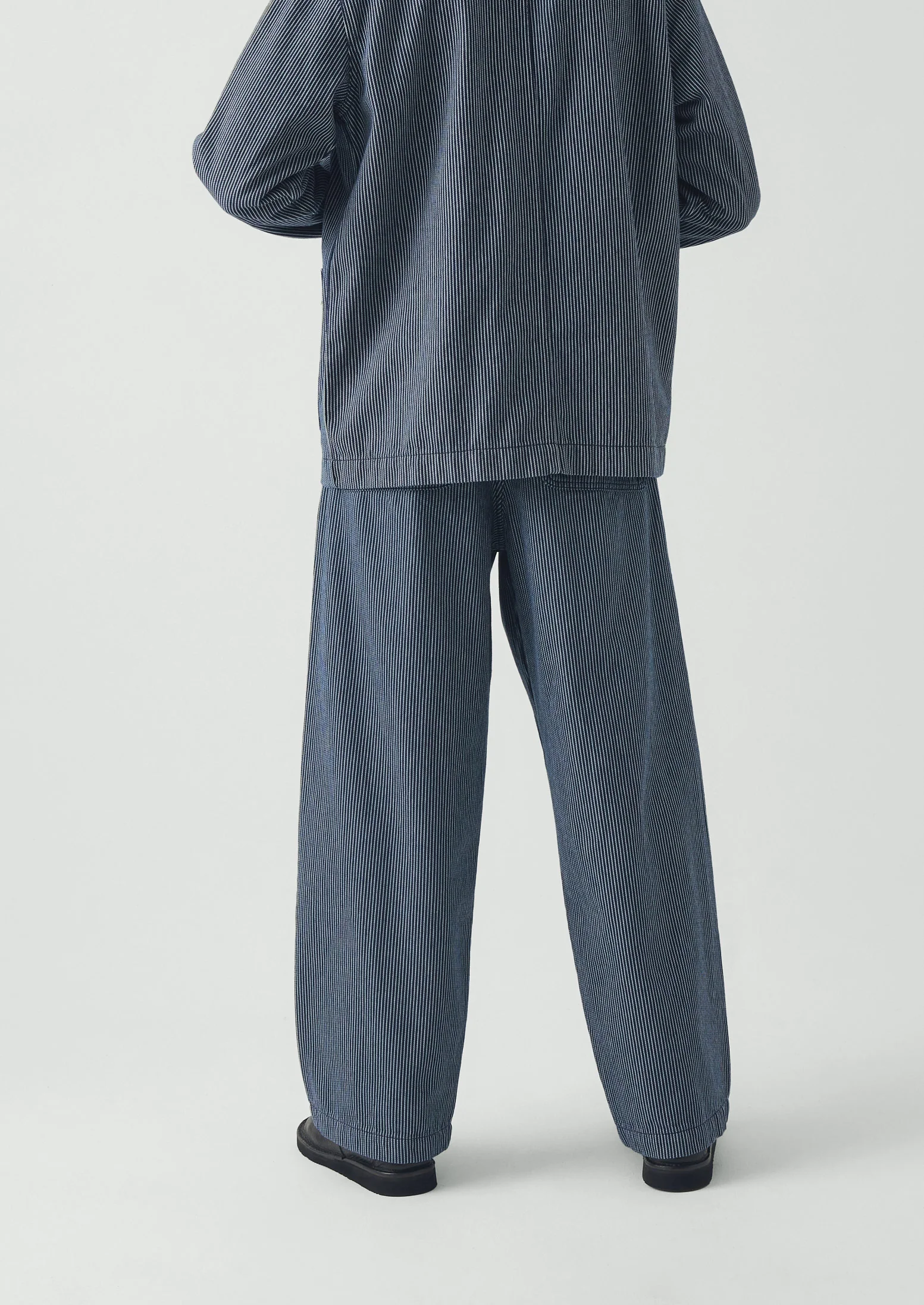 Jude Stripe Wide Leg Denim Trousers | Ecru/Indigo - Image 3