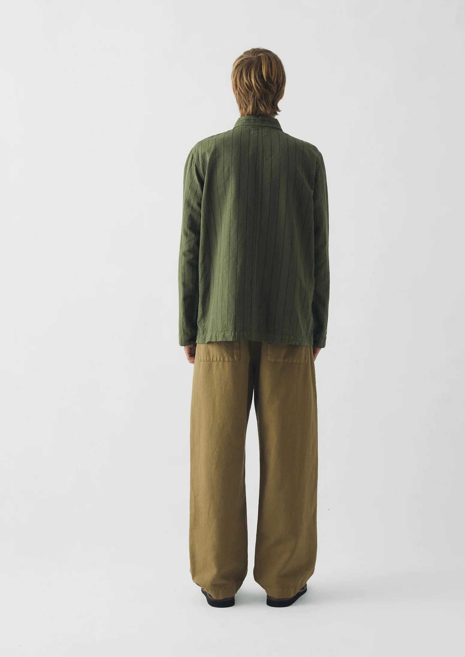 Jude Wide Leg Cotton Twill Trousers | Olive Leaf - Image 4