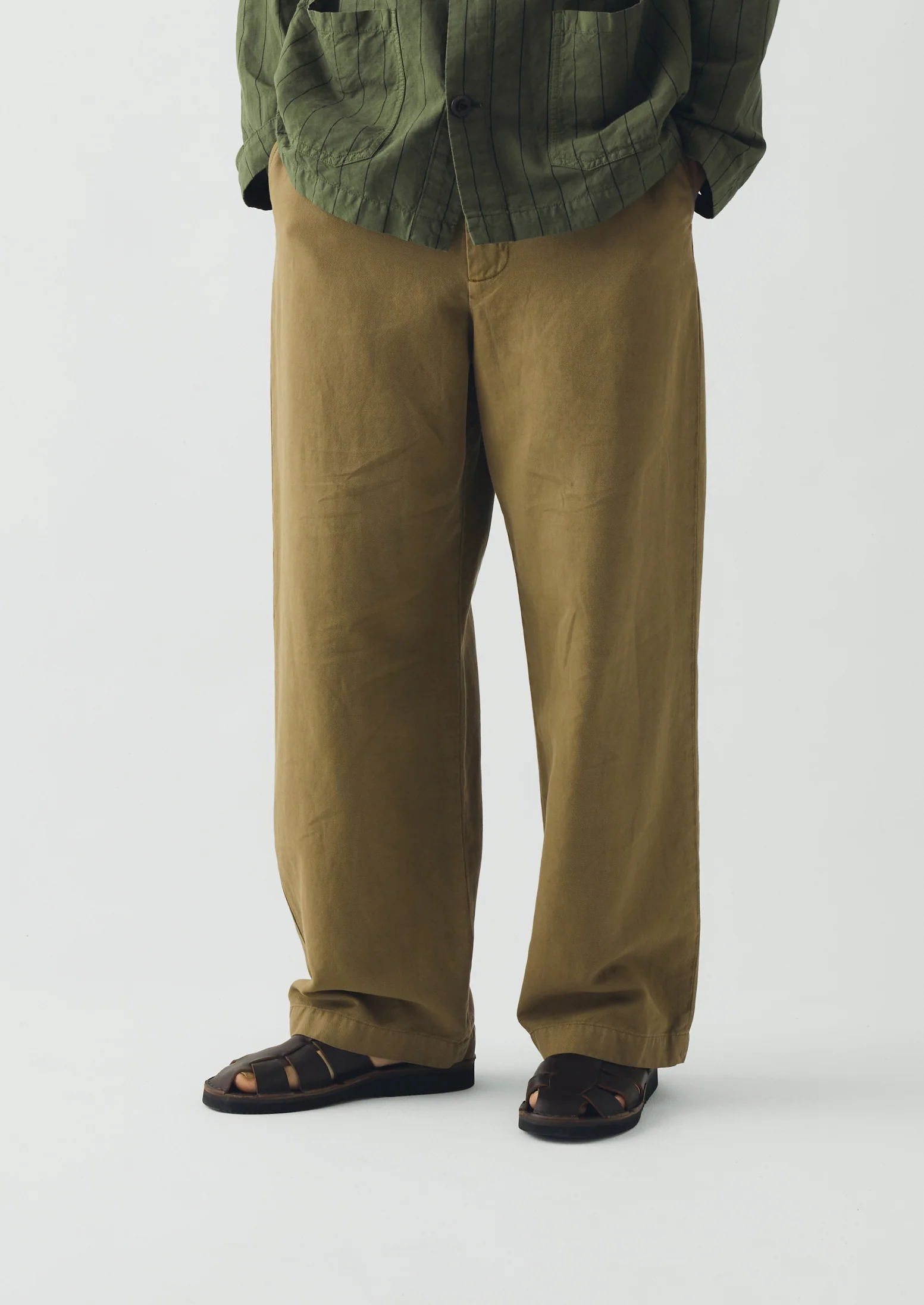 Jude Wide Leg Cotton Twill Trousers | Olive Leaf - Image 5