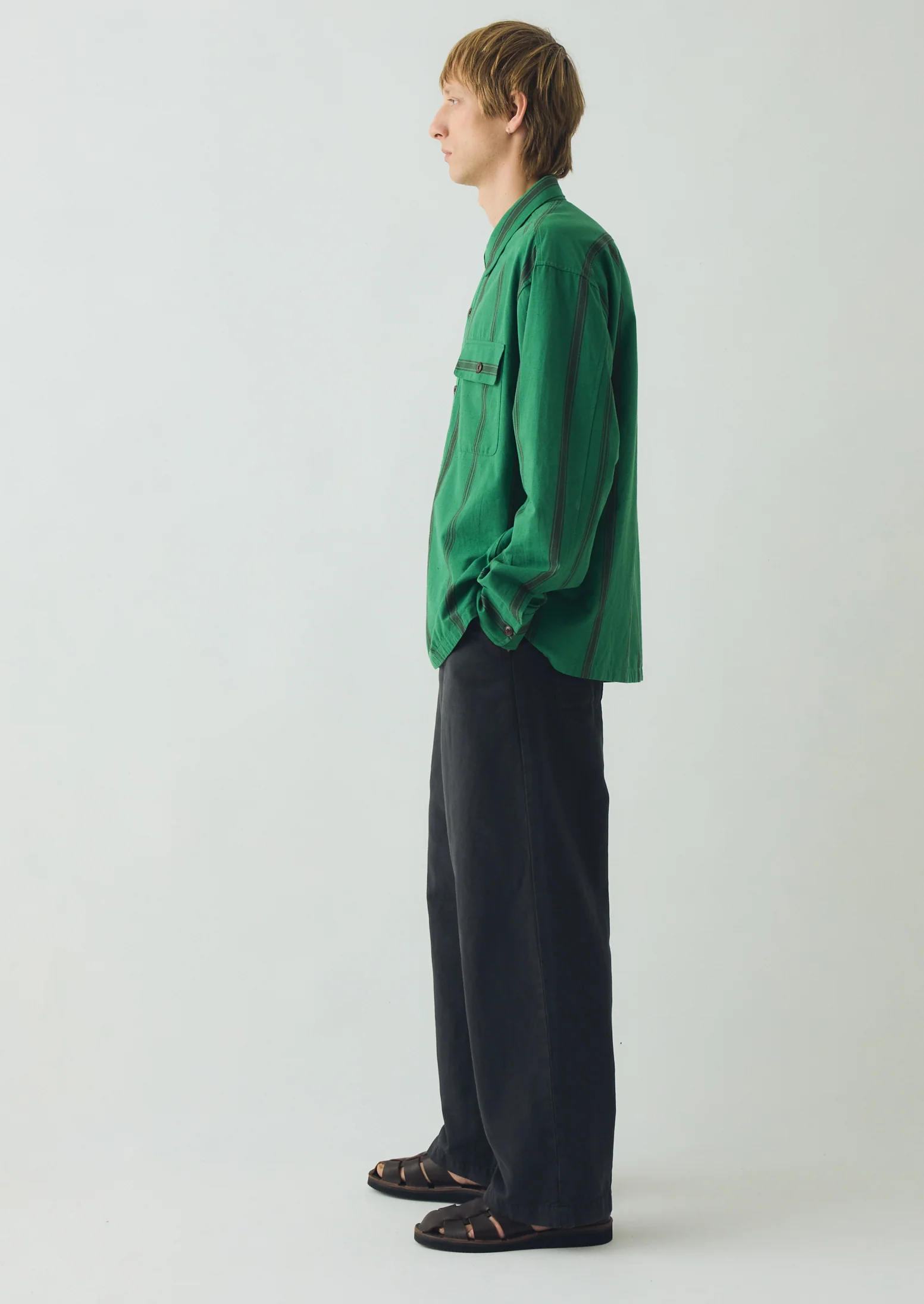 Jude Wide Leg Cotton Twill Trousers | Soft Black - Image 3