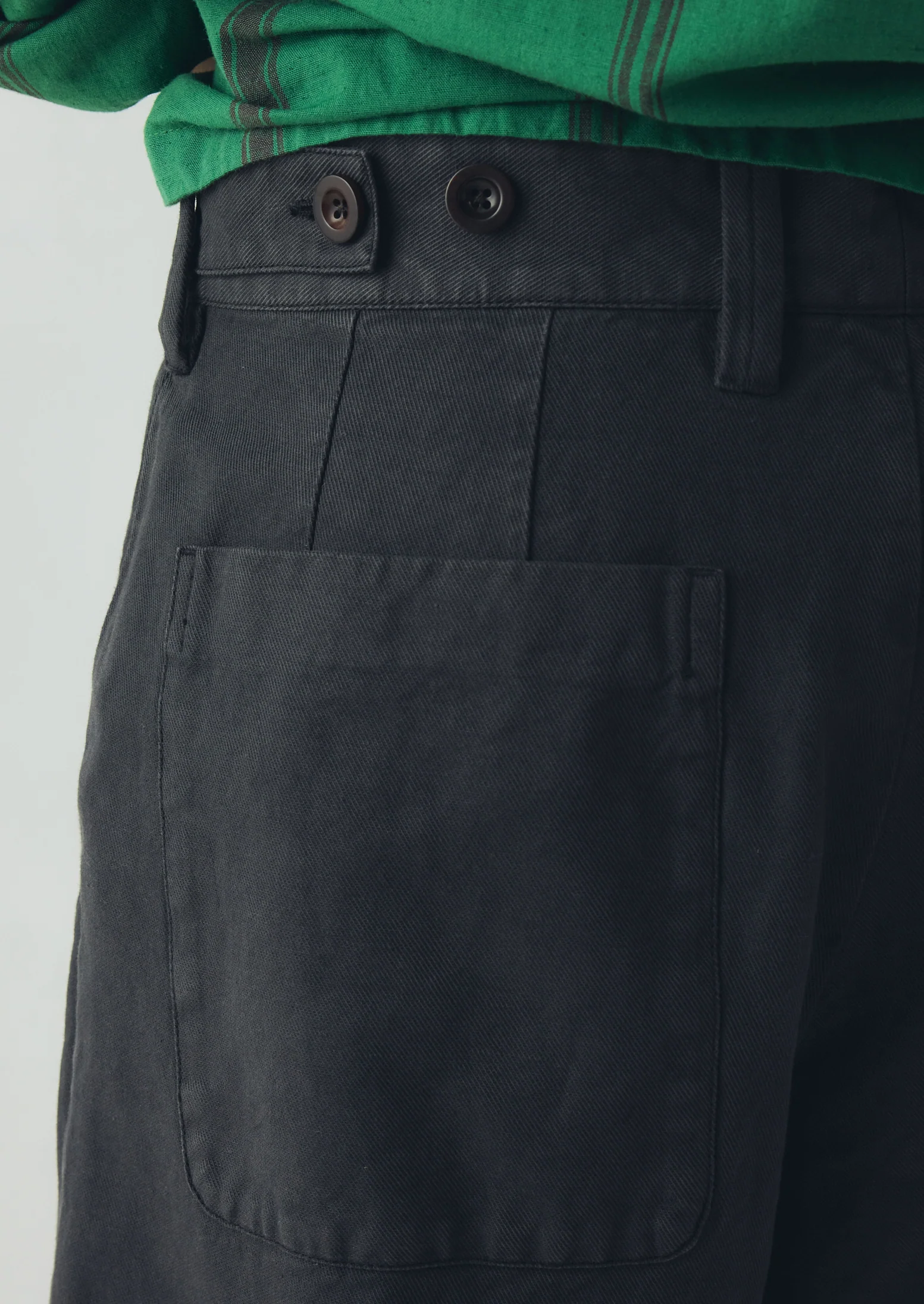 Jude Wide Leg Cotton Twill Trousers | Soft Black - Image 4