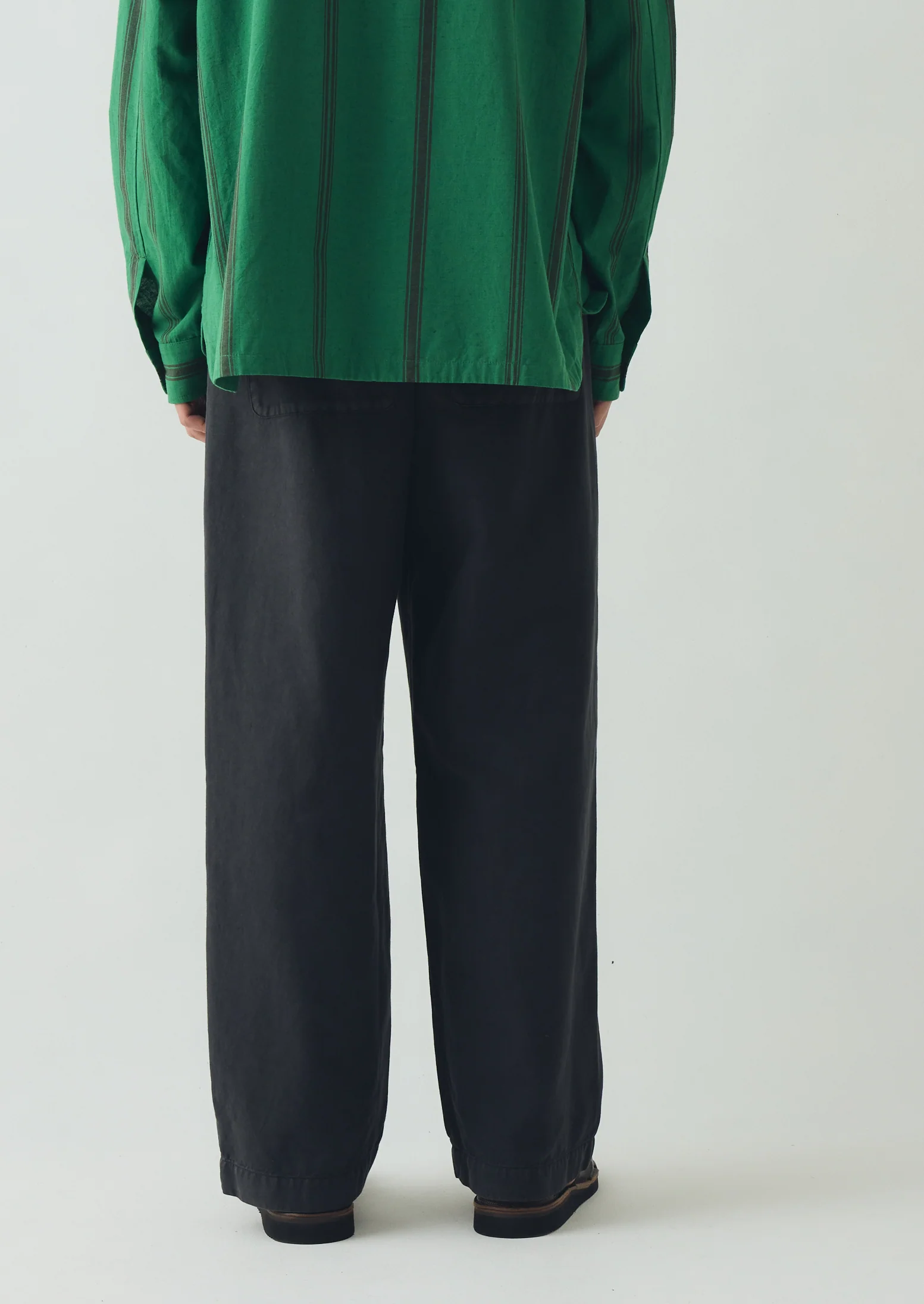 Jude Wide Leg Cotton Twill Trousers | Soft Black - Image 5