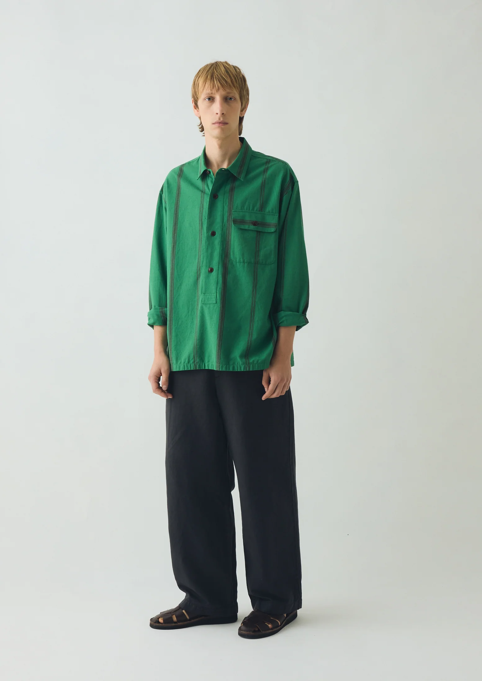 Jude Wide Leg Cotton Twill Trousers | Soft Black - Image 6