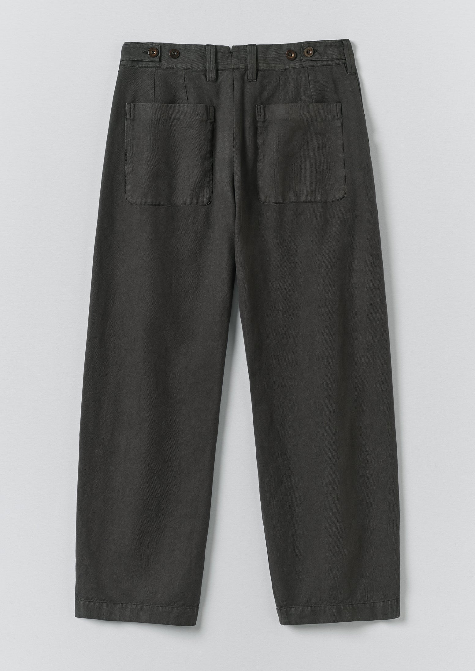 Jude Wide Leg Cotton Twill Trousers | Soft Black - Image 7