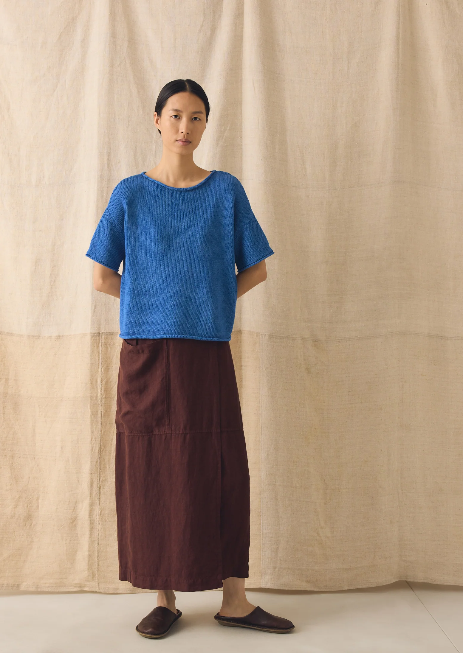 Knitted Cotton Linen Tee | Bluebird - Image 2