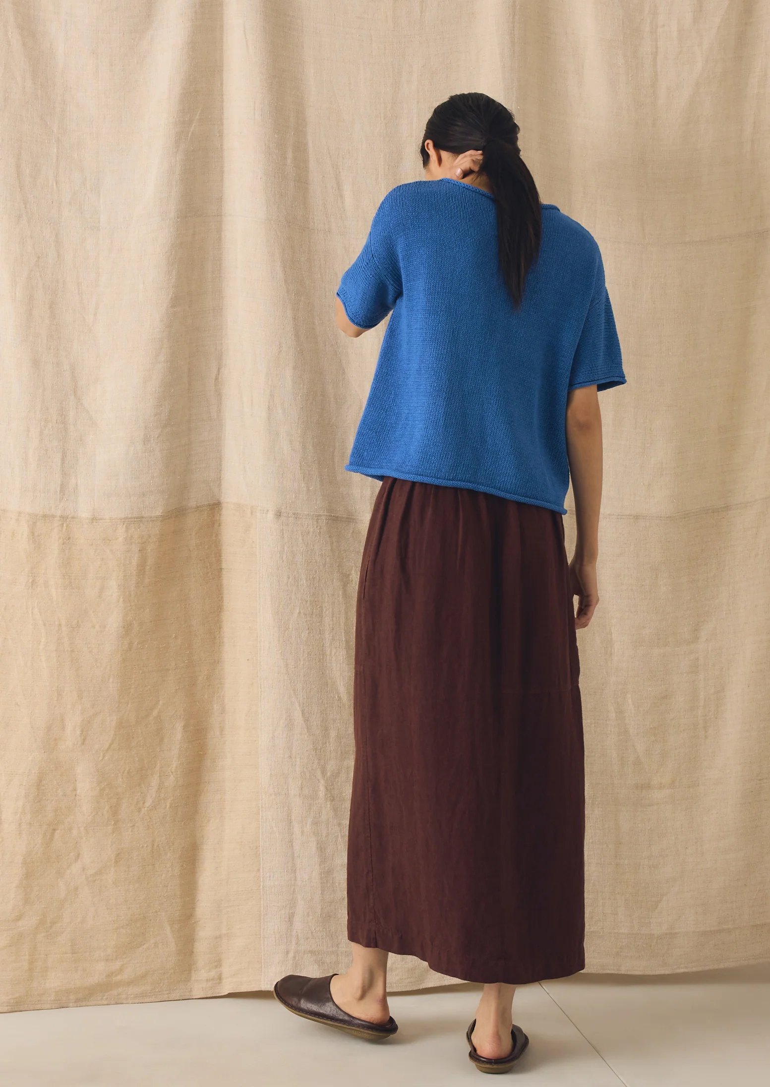 Knitted Cotton Linen Tee | Bluebird - Image 4