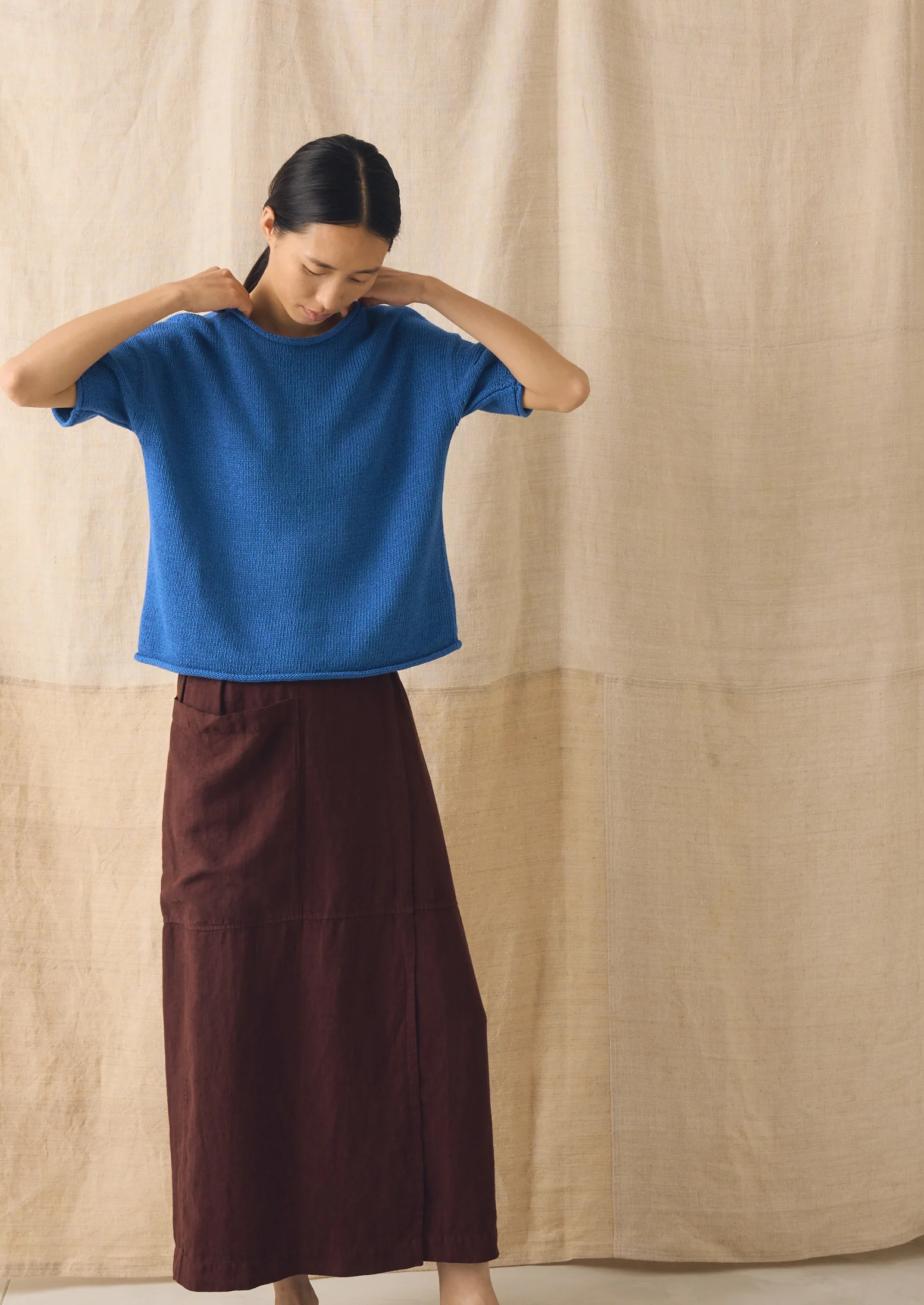 Knitted Cotton Linen Tee | Bluebird - Image 5