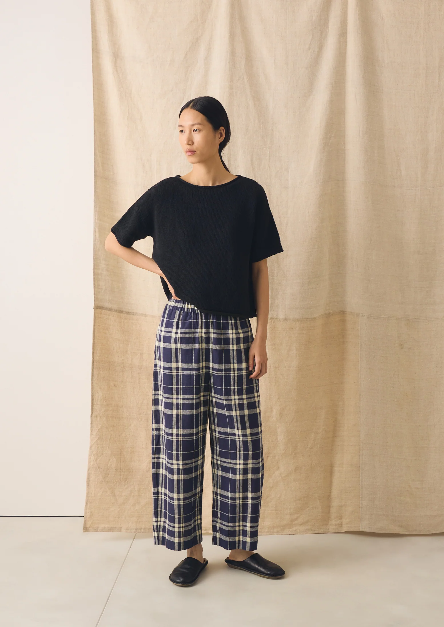 Knitted Cotton Linen Tee | Slate - Image 2