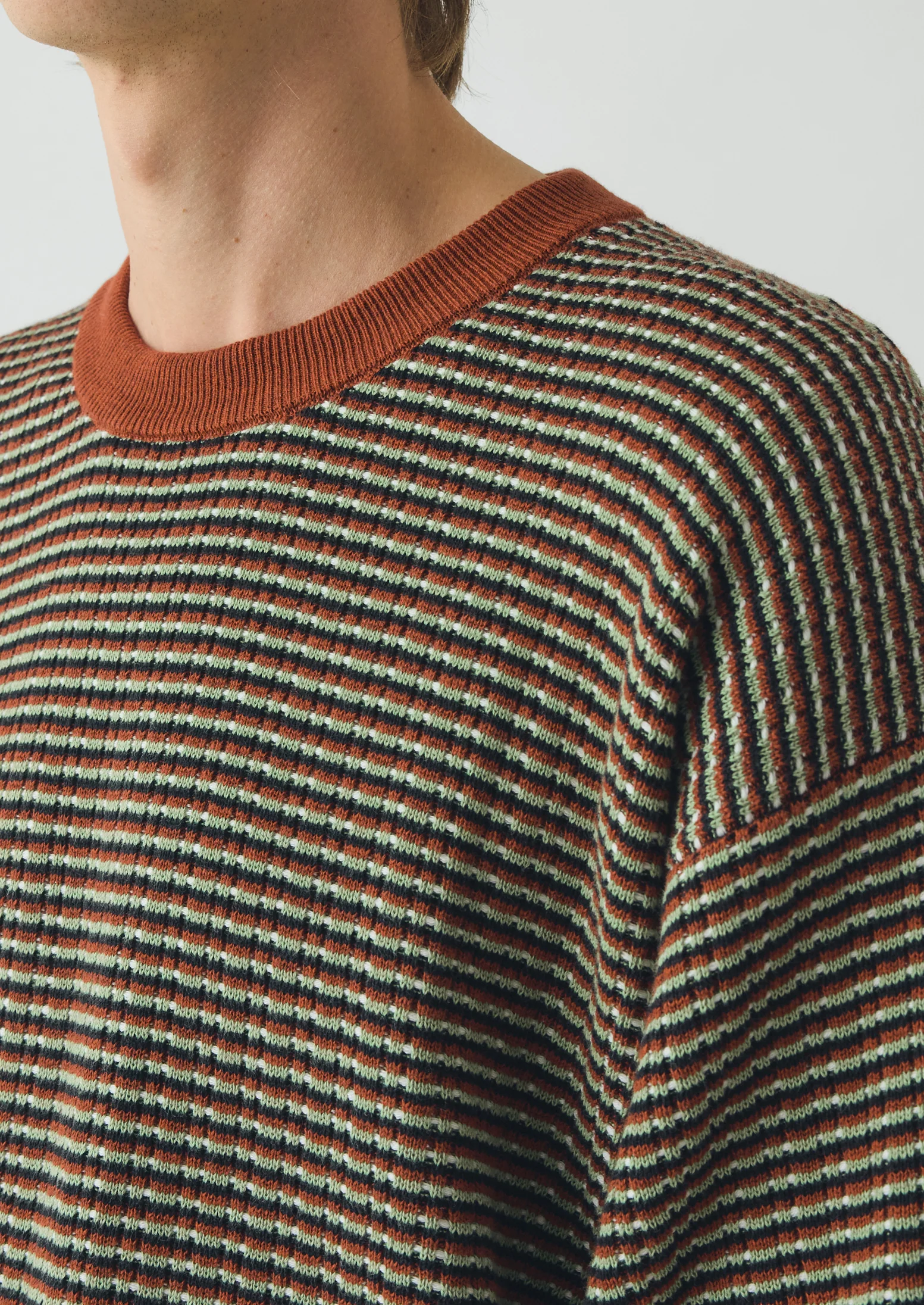 Knitted Cotton Tee | Green Multi - Image 3