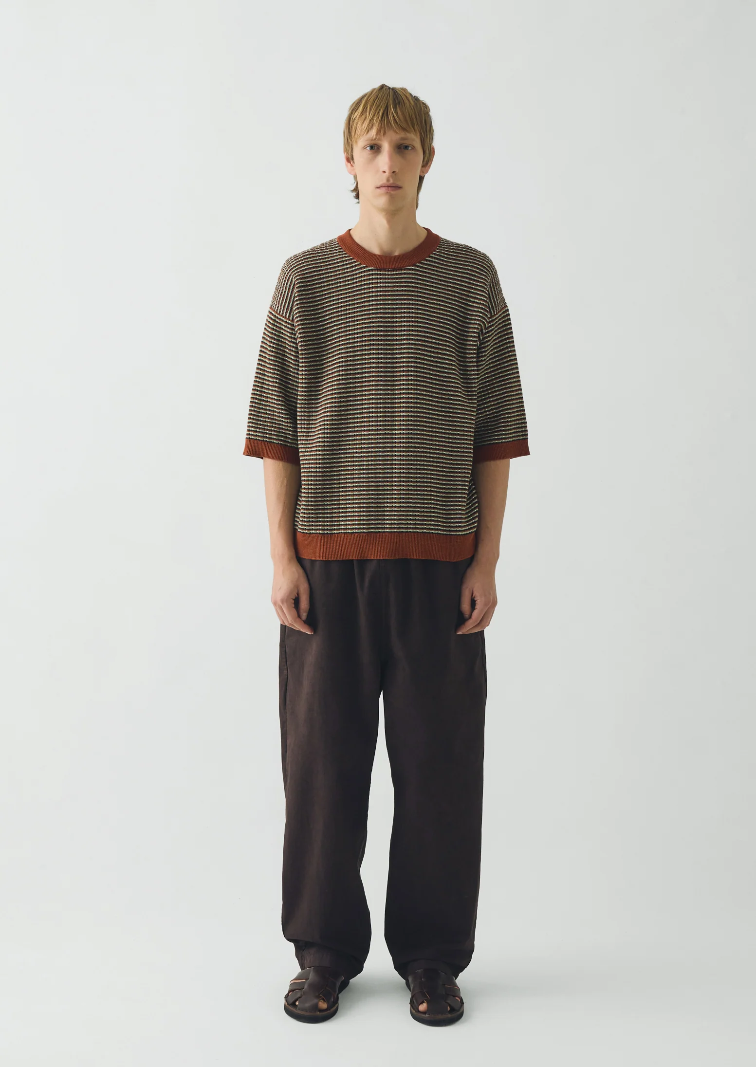 Knitted Cotton Tee | Green Multi - Image 4
