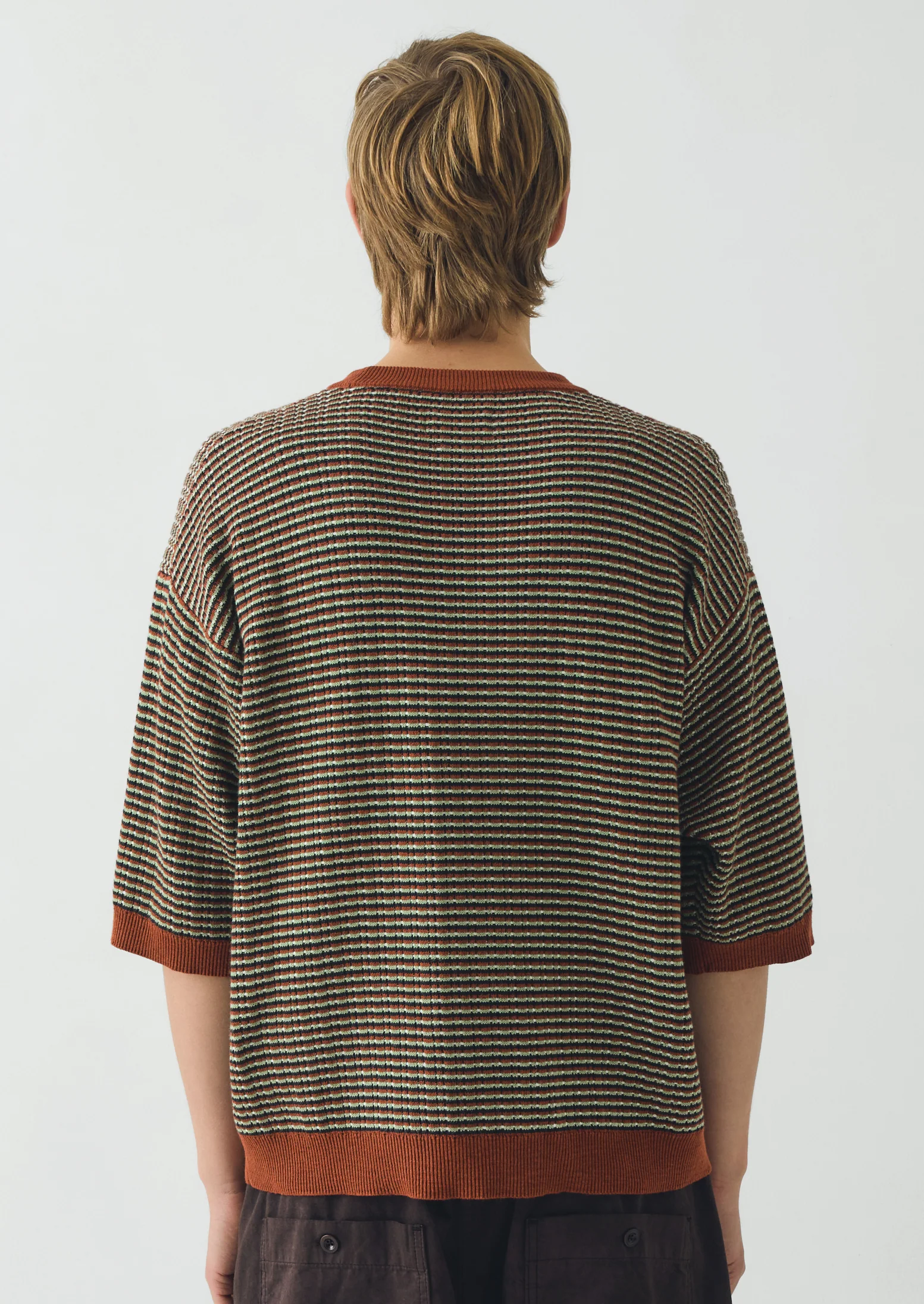 Knitted Cotton Tee | Green Multi - Image 5