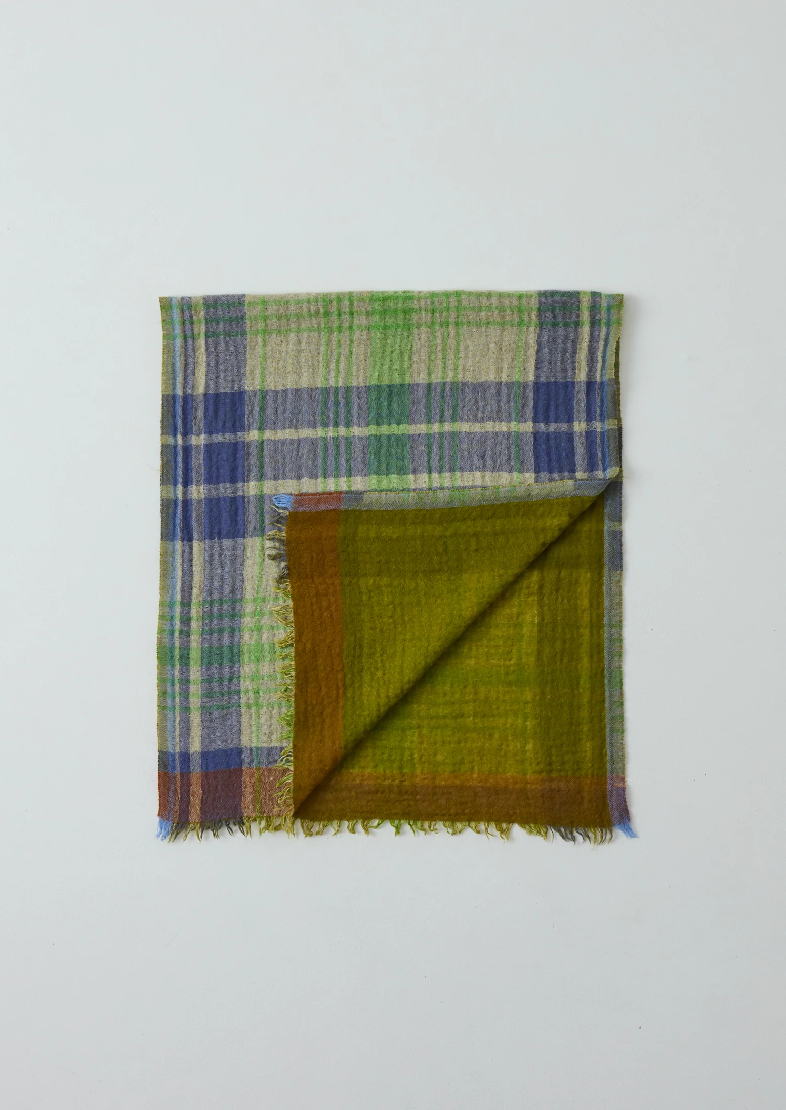 Large Check Boiled Wool Scarf | Soya/Multi - Image 5