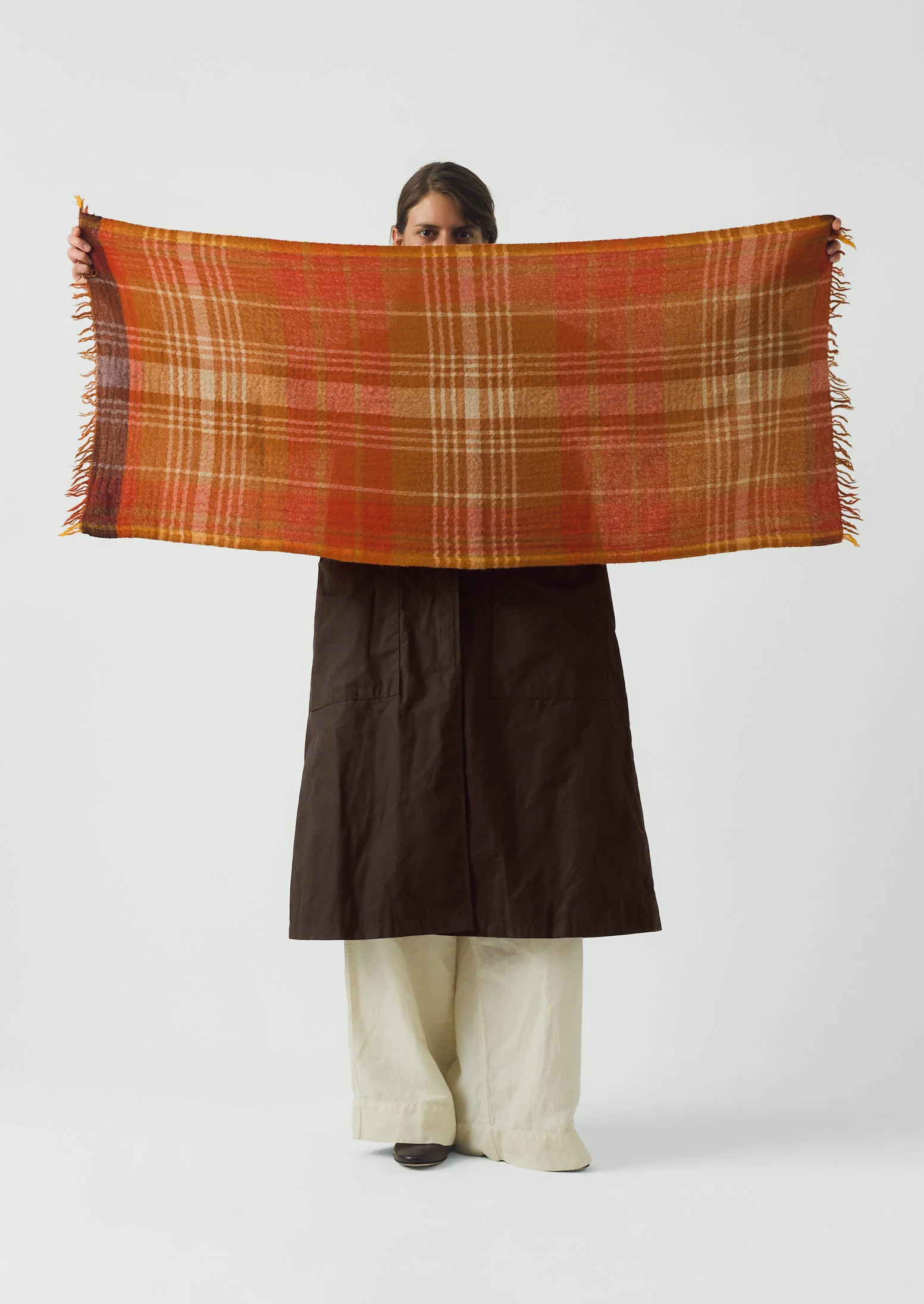 Large Check Boiled Wool Scarf | Spice - Image 4