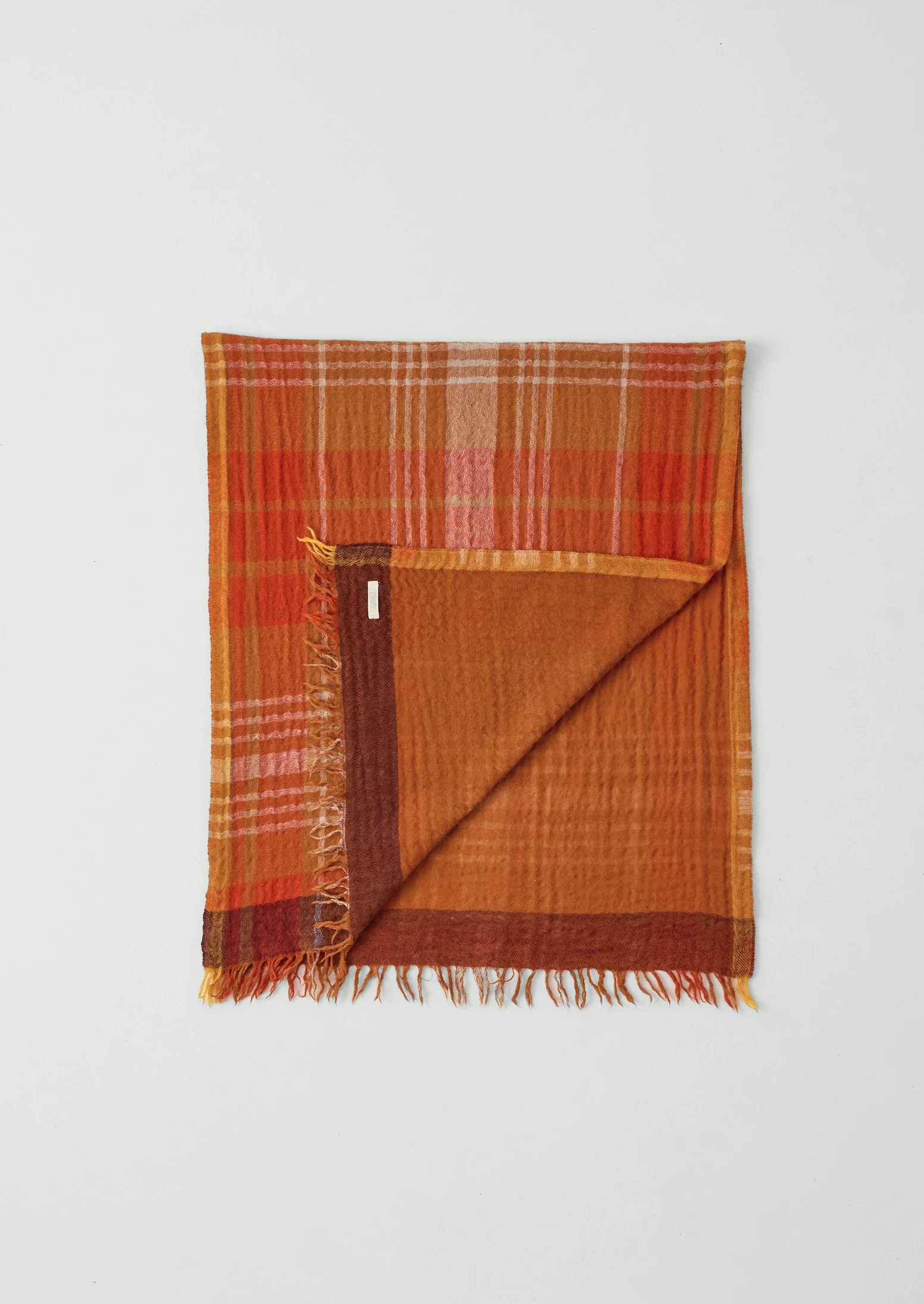 Large Check Boiled Wool Scarf | Spice - Image 5