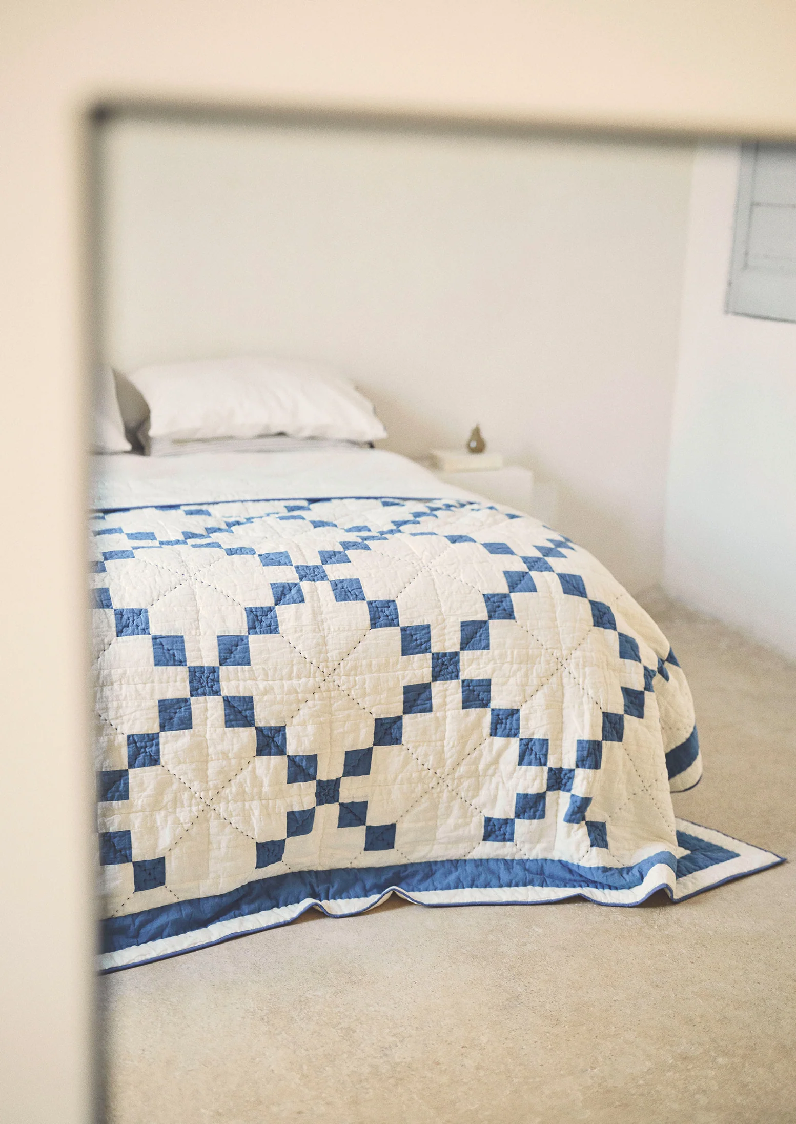Lattice Patchwork Quilt | Ecru/Aegean Blue - Image 6