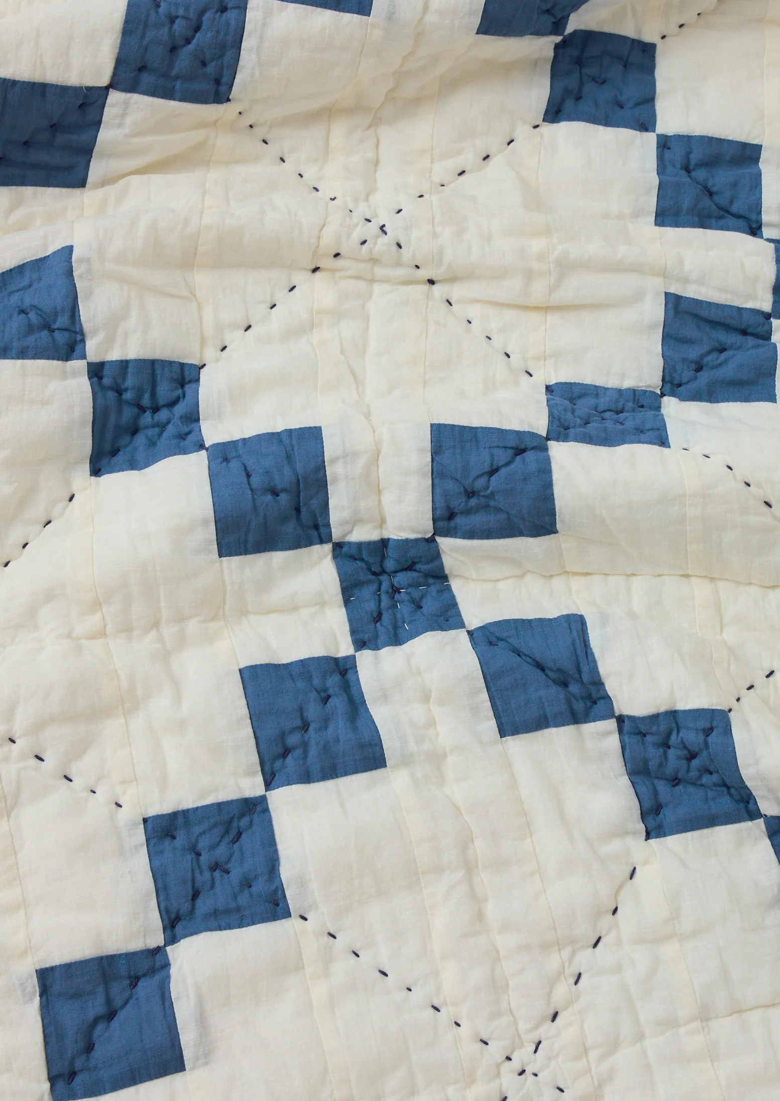 Lattice Patchwork Quilt | Ecru/Aegean Blue - Image 9