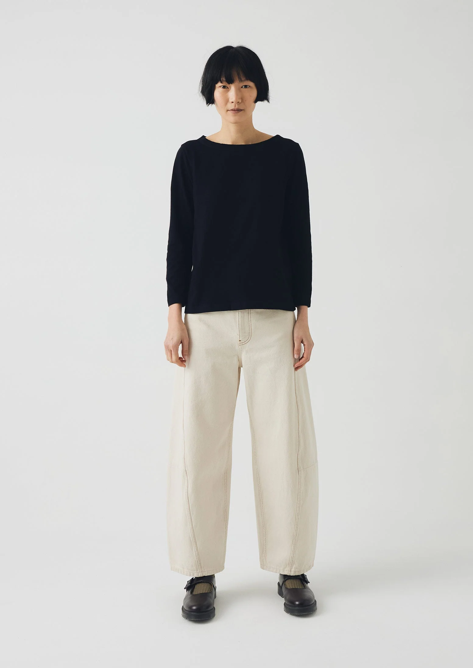 Lia Cotton Boat Neck Tee | Carbon Black - Image 3