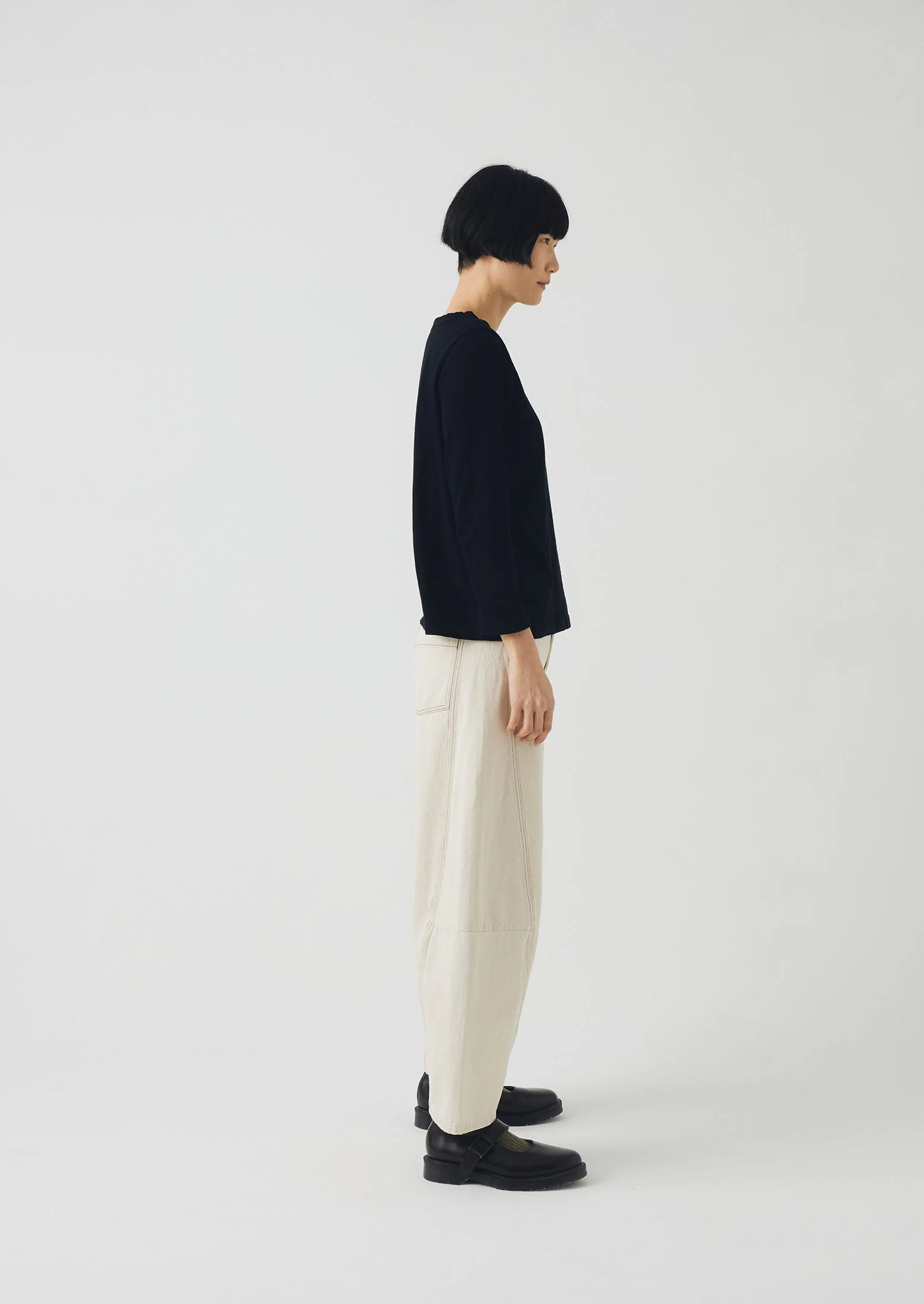 Lia Cotton Boat Neck Tee | Carbon Black - Image 4