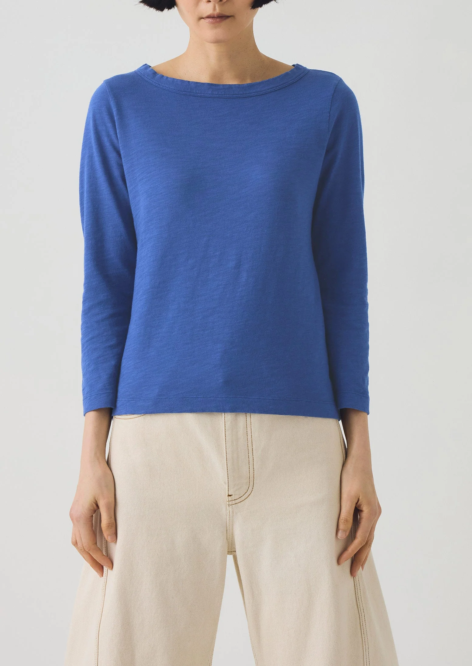 Lia Cotton Boat Neck Tee | Cobalt - Image 2
