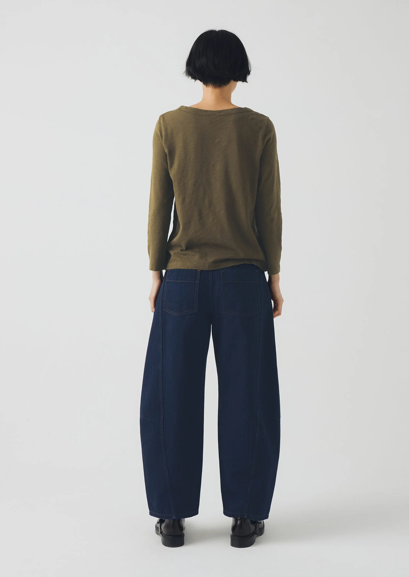 Lia Cotton Boat Neck Tee | Olive - Image 3