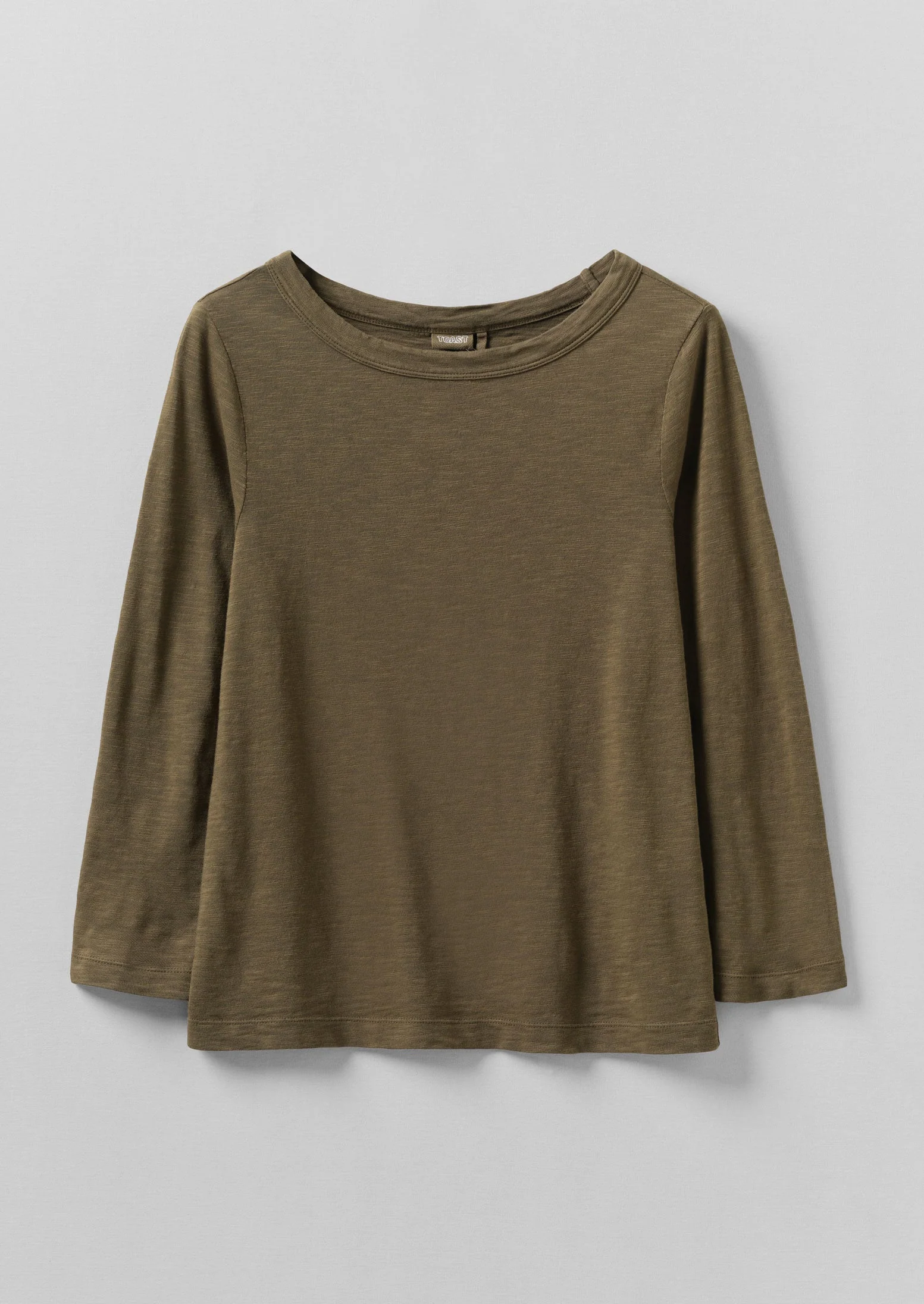 Lia Cotton Boat Neck Tee | Olive - Image 5