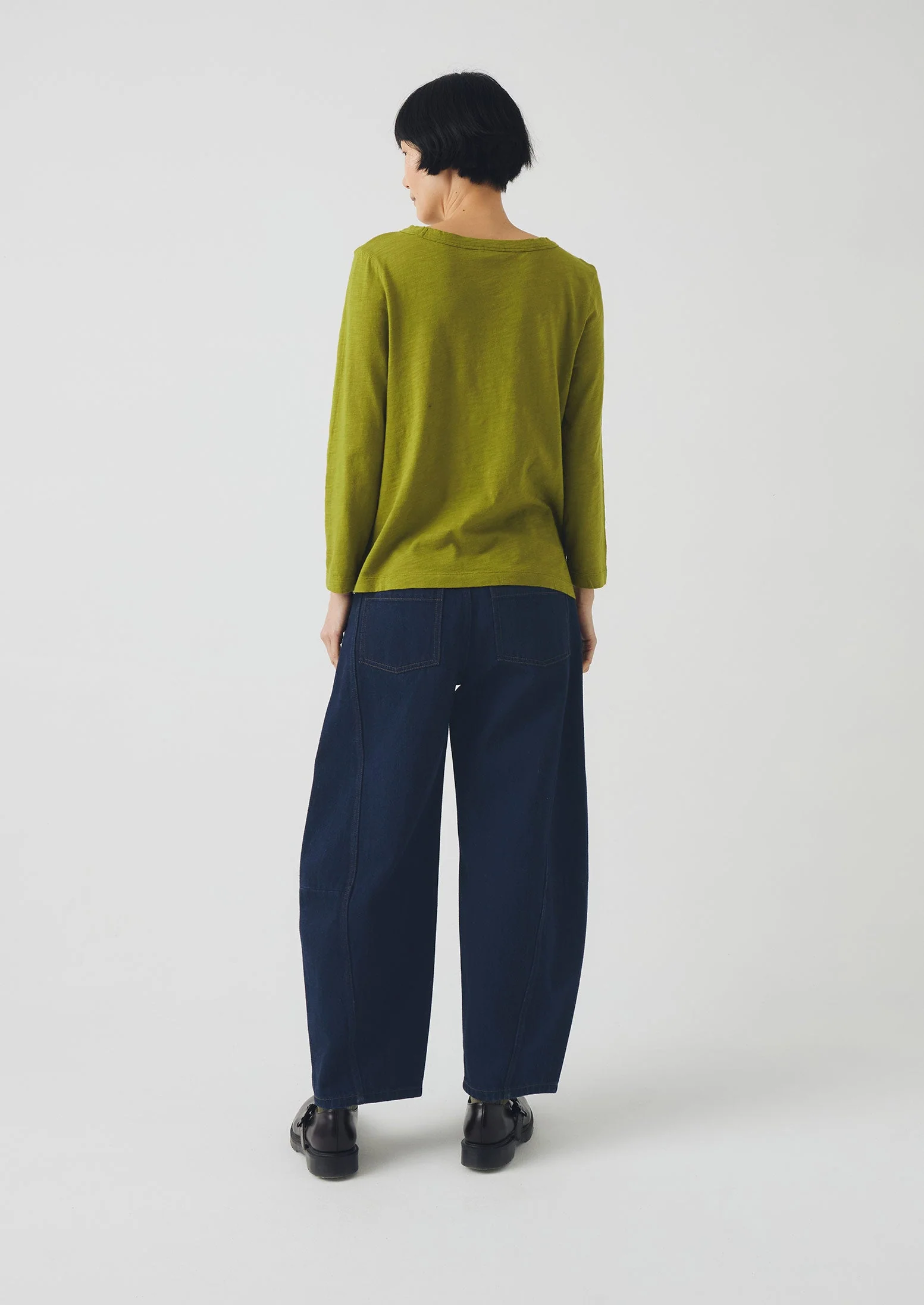 Lia Garment Dyed Boat Neck Tee | Pea Shoot - Image 3