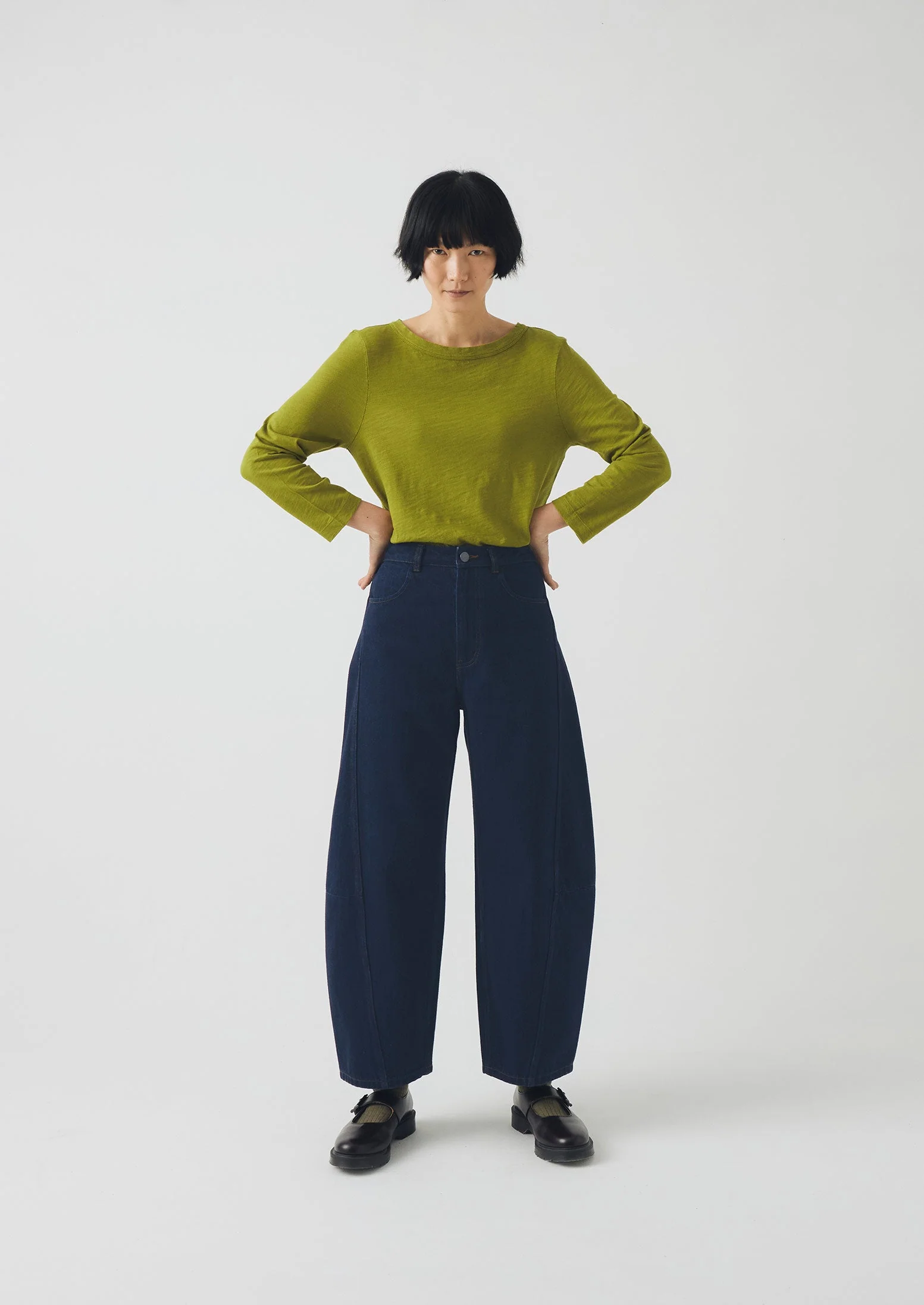 Lia Garment Dyed Boat Neck Tee | Pea Shoot - Image 4