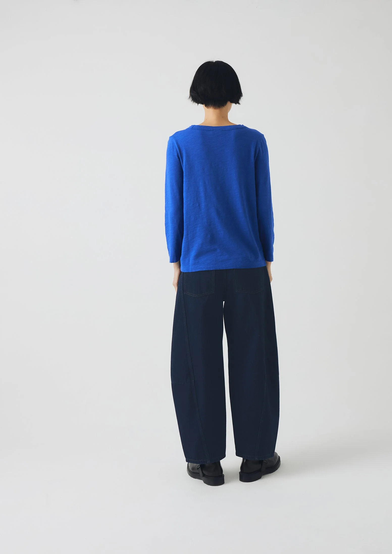 Lia Garment Dyed Boat Neck Tee | Smalt - Image 3