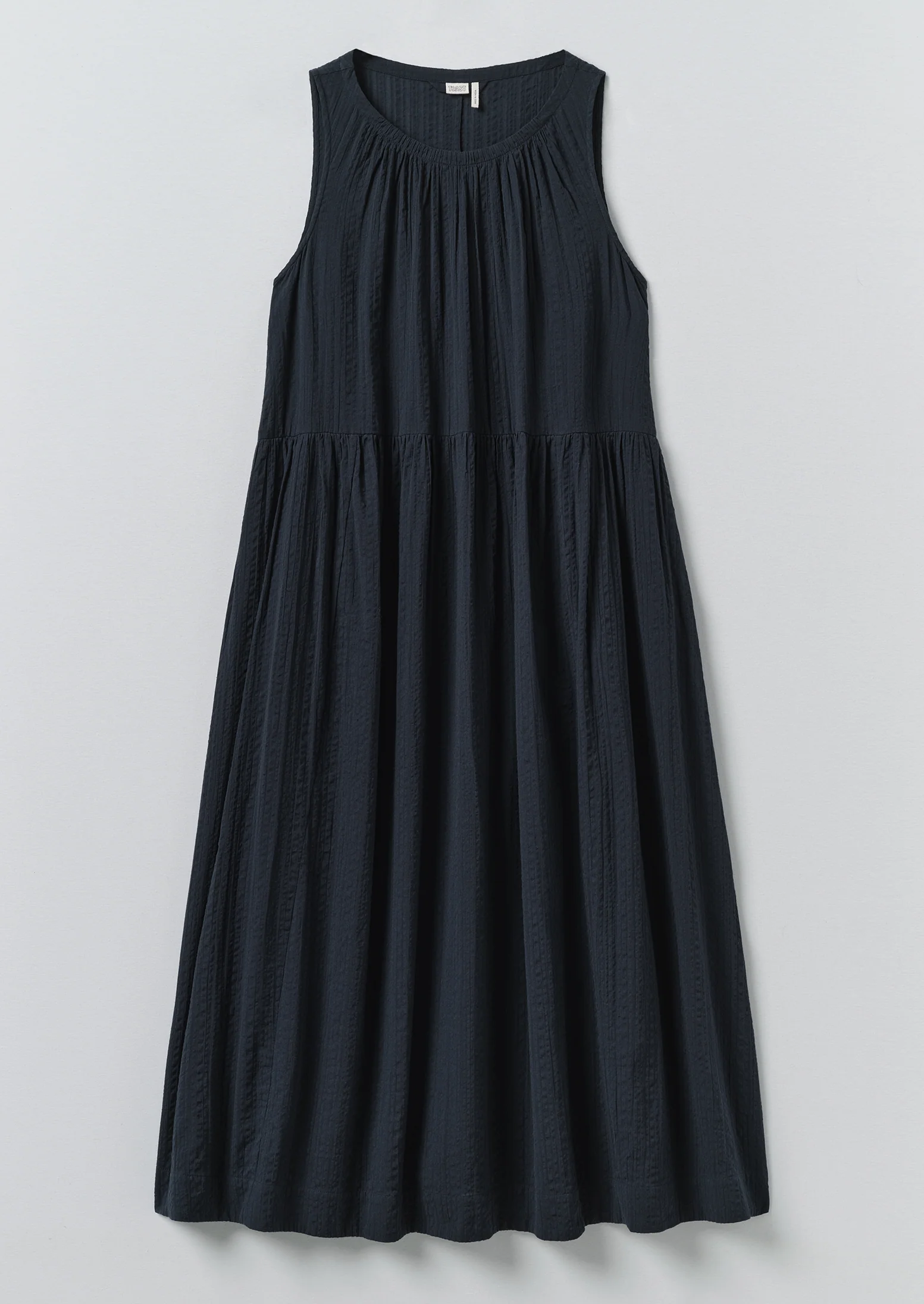 Lightweight Cotton Seersucker Dress | Navy