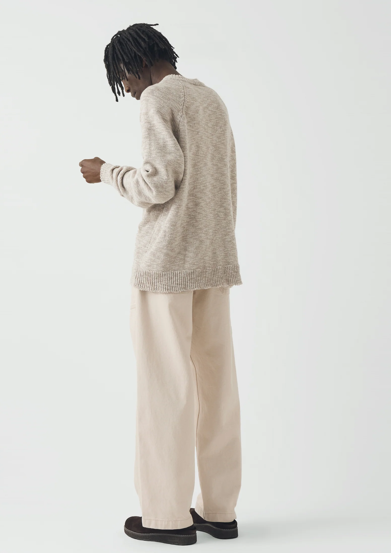 Linen Cotton Crew Neck Sweater | Natural - Image 3