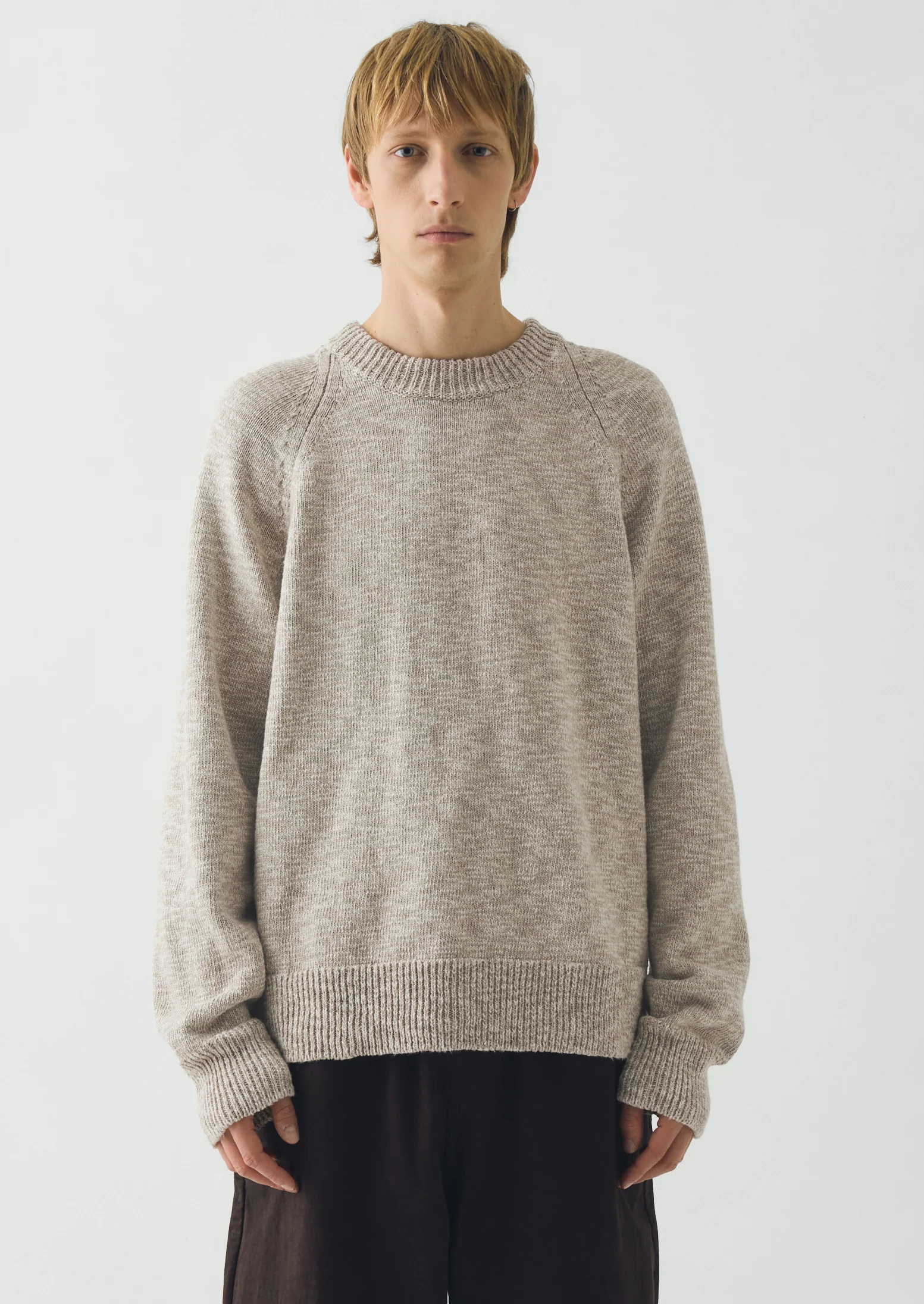 Linen Cotton Crew Neck Sweater | Natural - Image 4