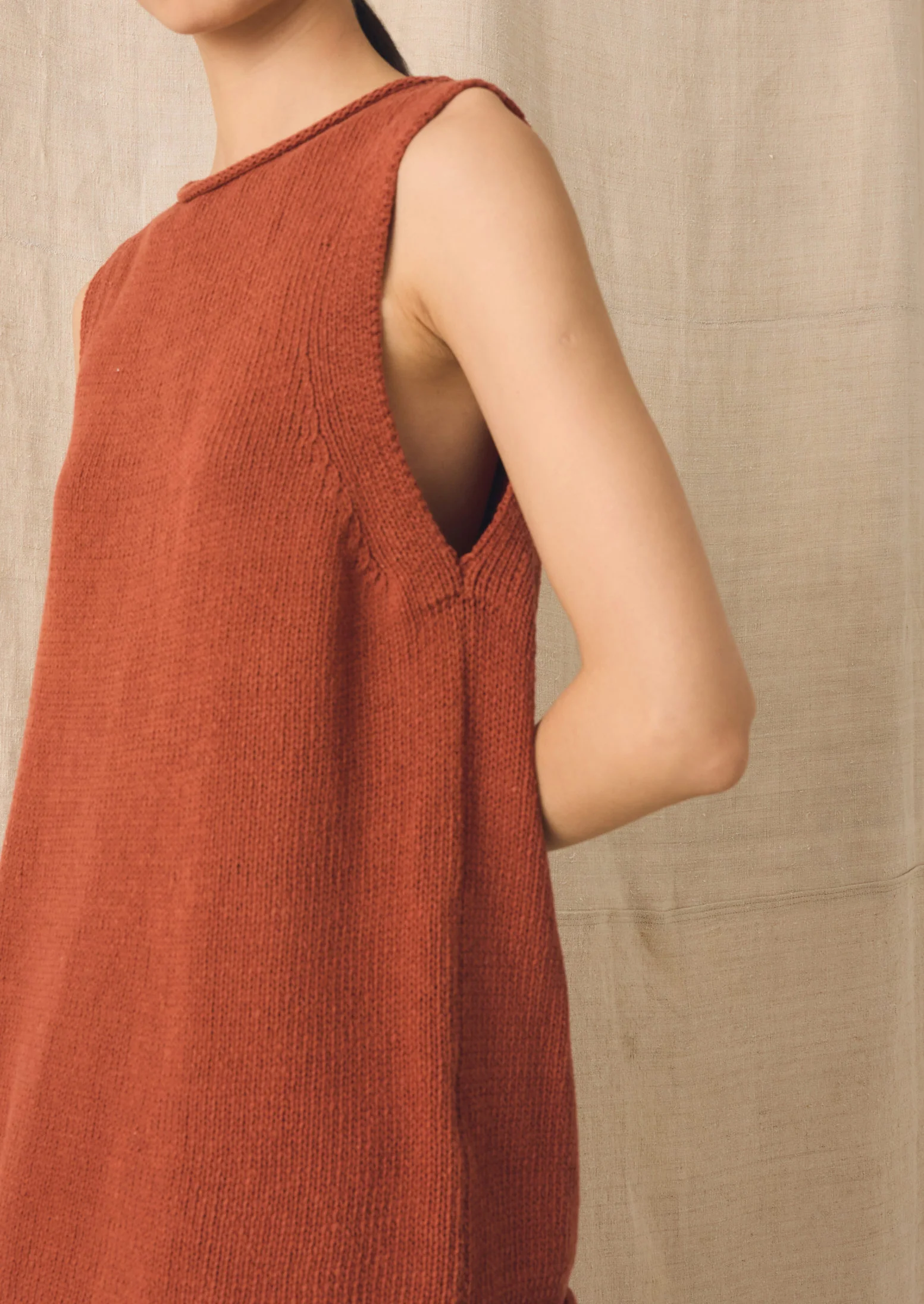 Linen Cotton Knitted Tank | Red Fig - Image 3