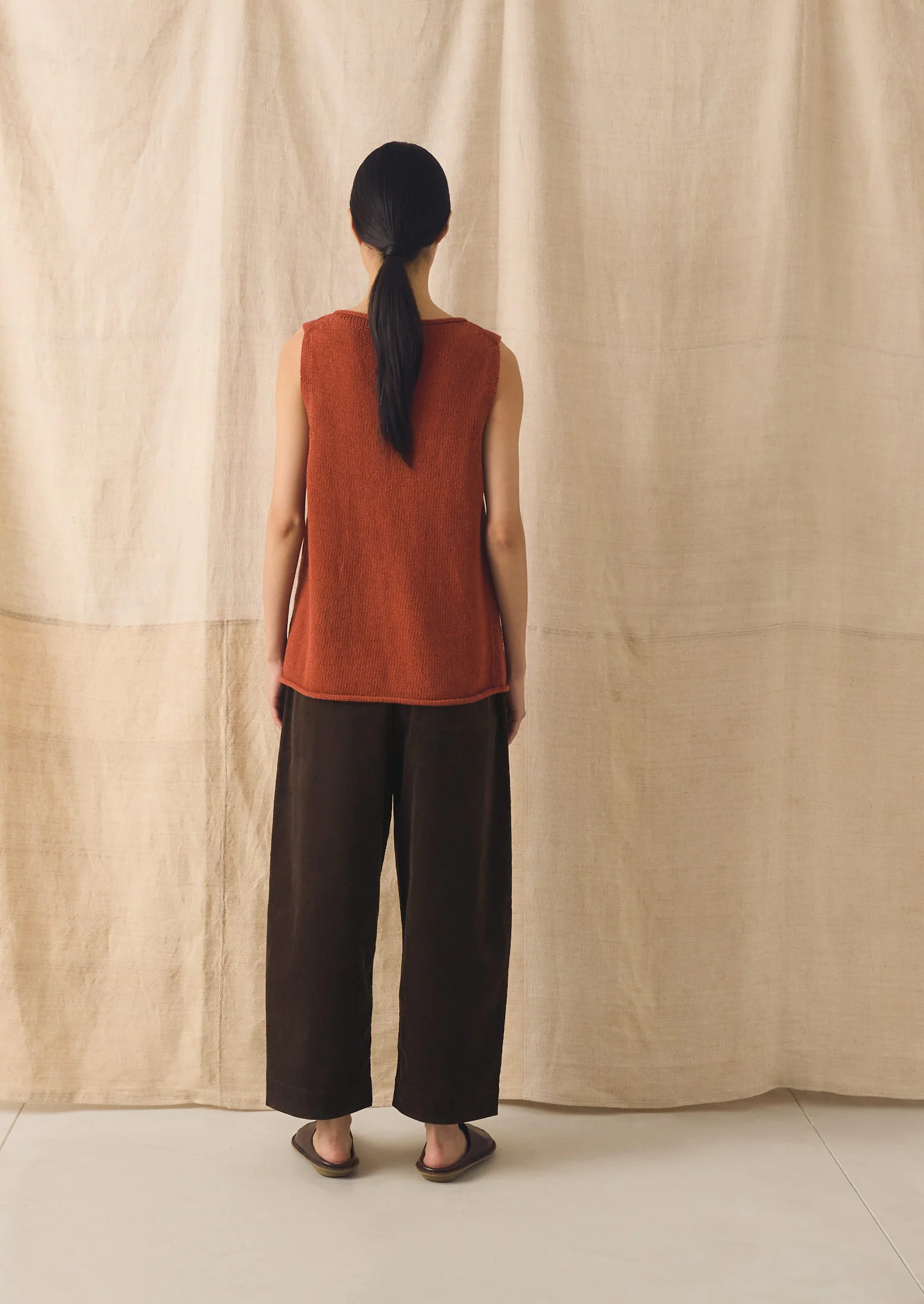 Linen Cotton Knitted Tank | Red Fig - Image 4