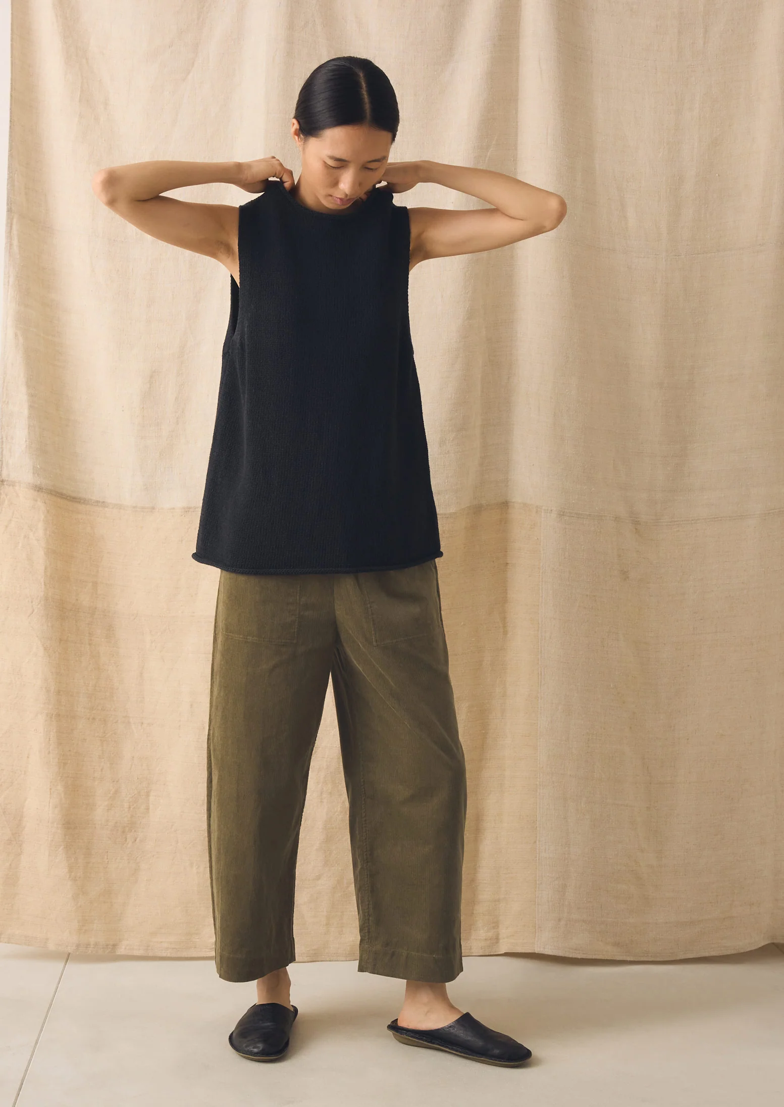 Linen Cotton Knitted Tank | Slate - Image 3